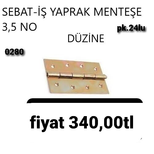 SEBAT İŞ YAPRAK MENTEŞE 3,5 NO PK 24LÜ 0280