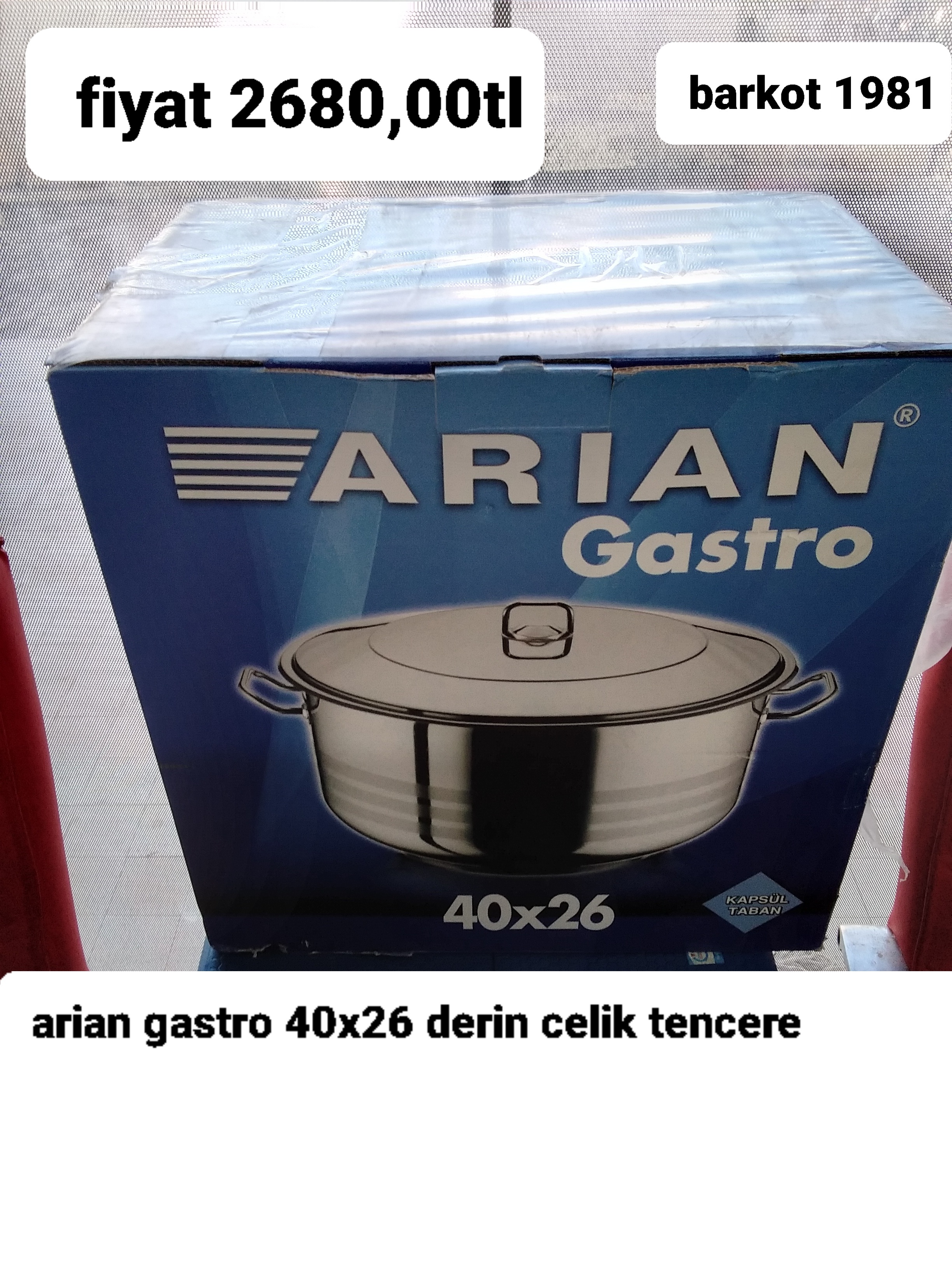 ARİAN GASTRO 40*26 DERİN ÇELİK TENCERE 1981