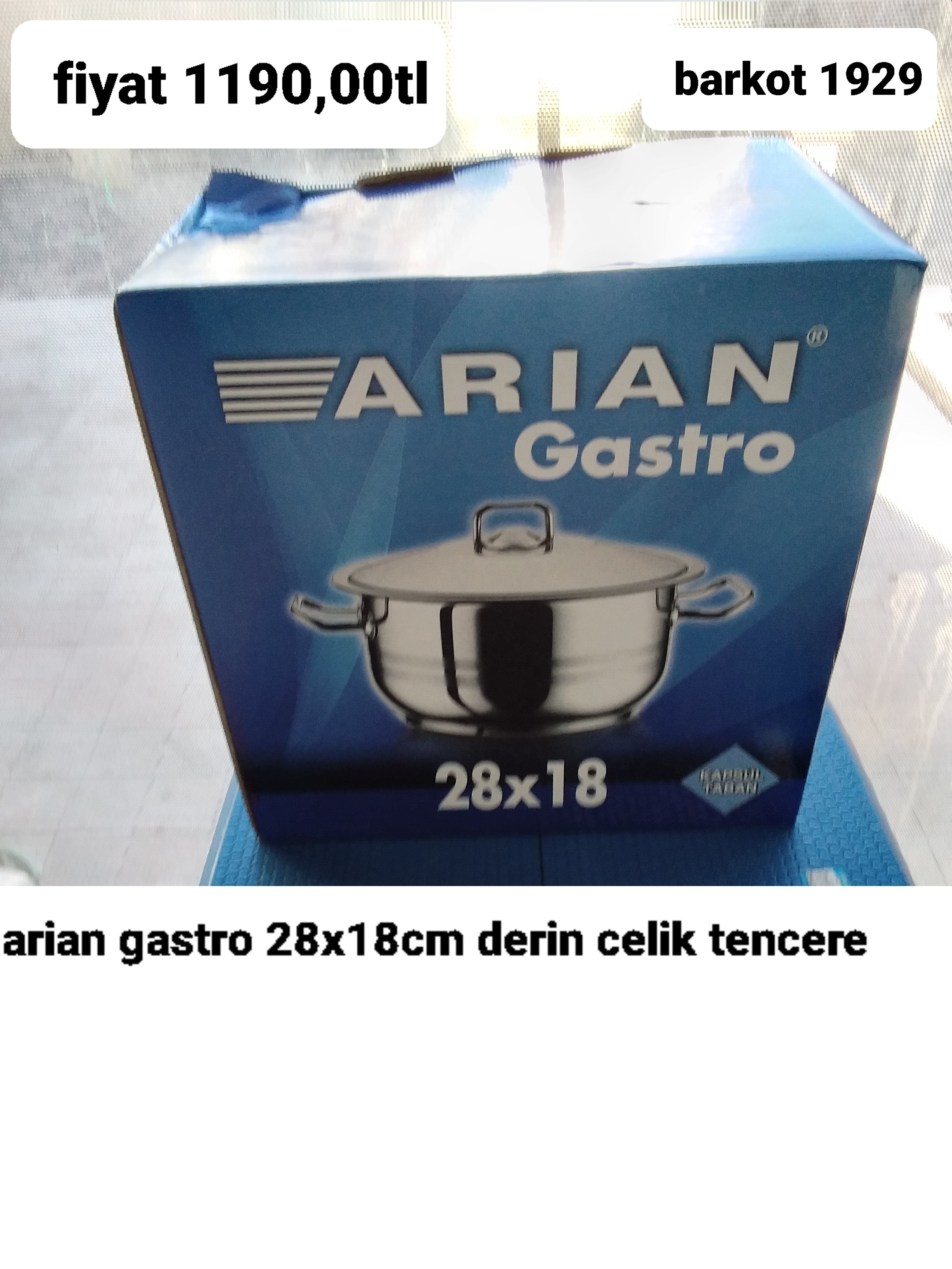 ARİAN GASTRO 28*18 DERİN ÇELİK TENCERE 1929