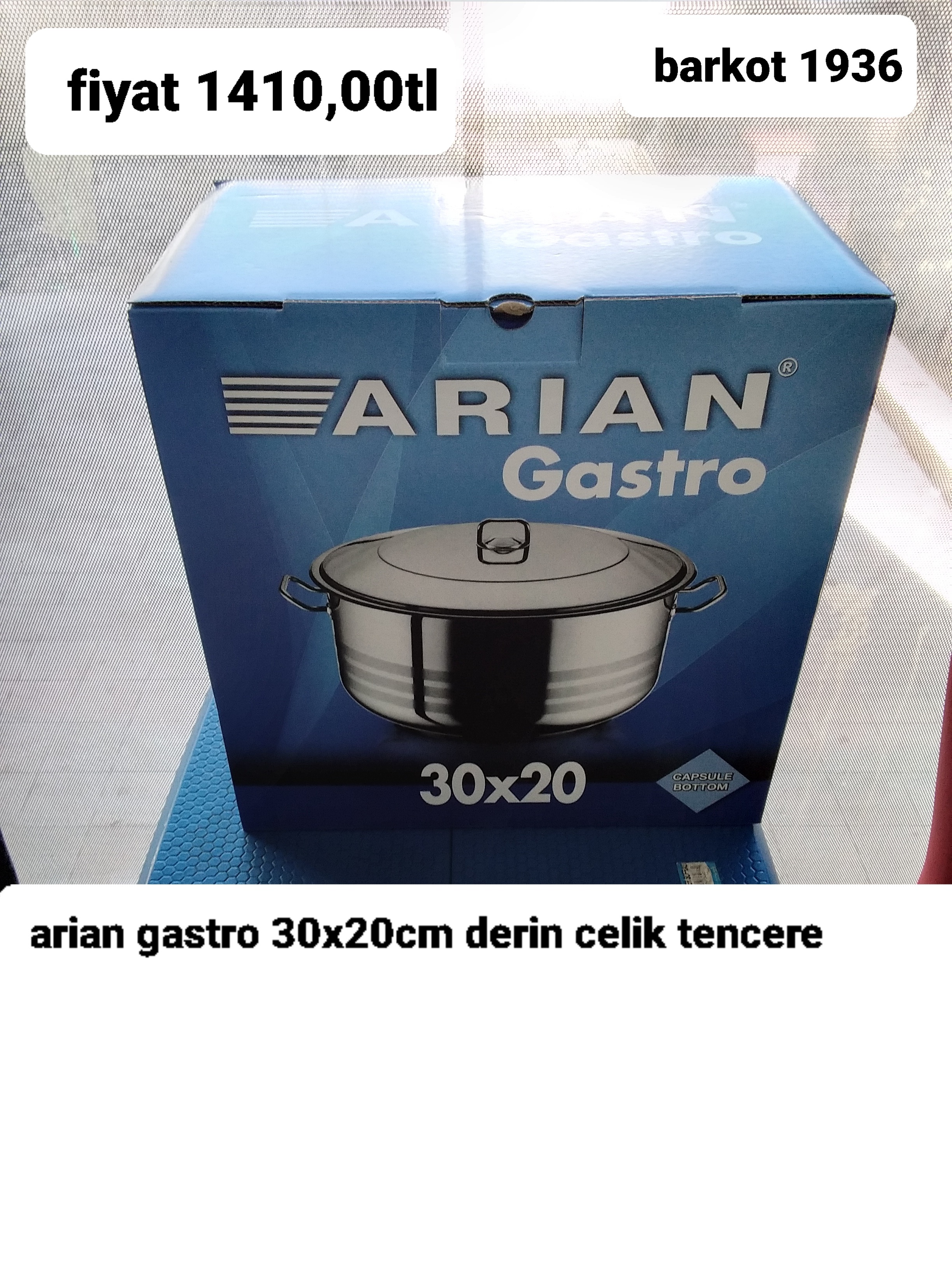 ARİAN GASTRO 30*20 DERİN ÇELİK TENCERE 1936