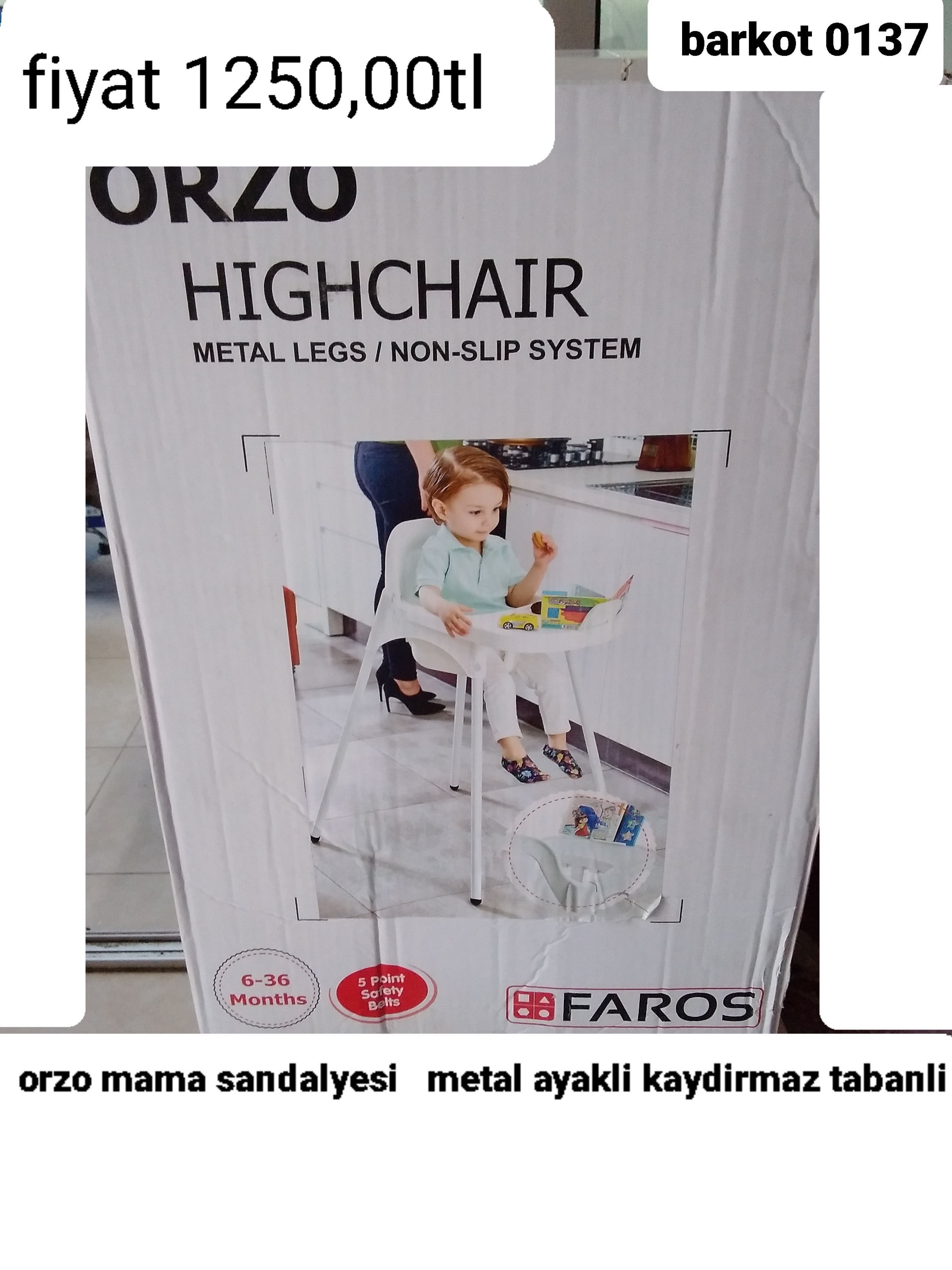 ORZO MAMA SANDALYESİ METAL AYAKLİ KAYDİRMAZ TABANLİ 0137