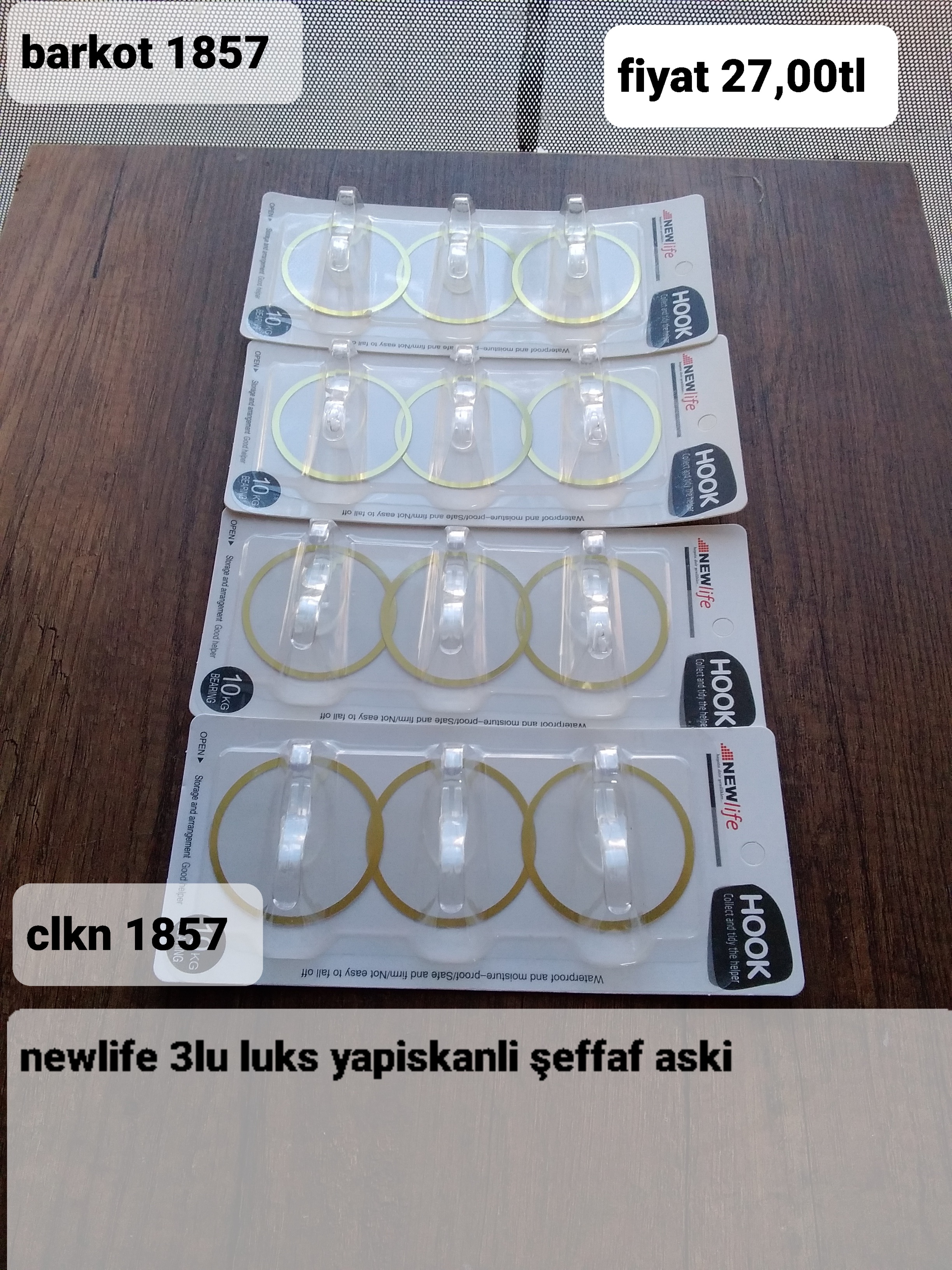 NEWLİFE 3 LÜ LUKS YAPIŞKANLI ŞEFFAF ASKI 1857
