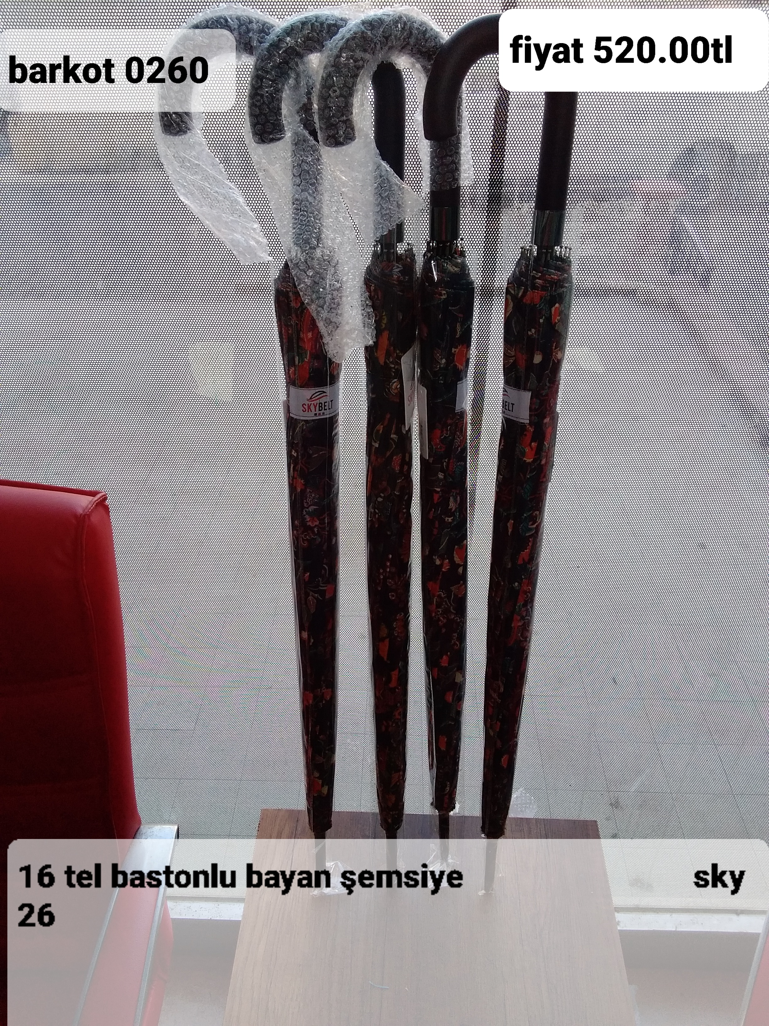 16 TEL BBASTONLU BAYAN ŞEMSİYE  0260