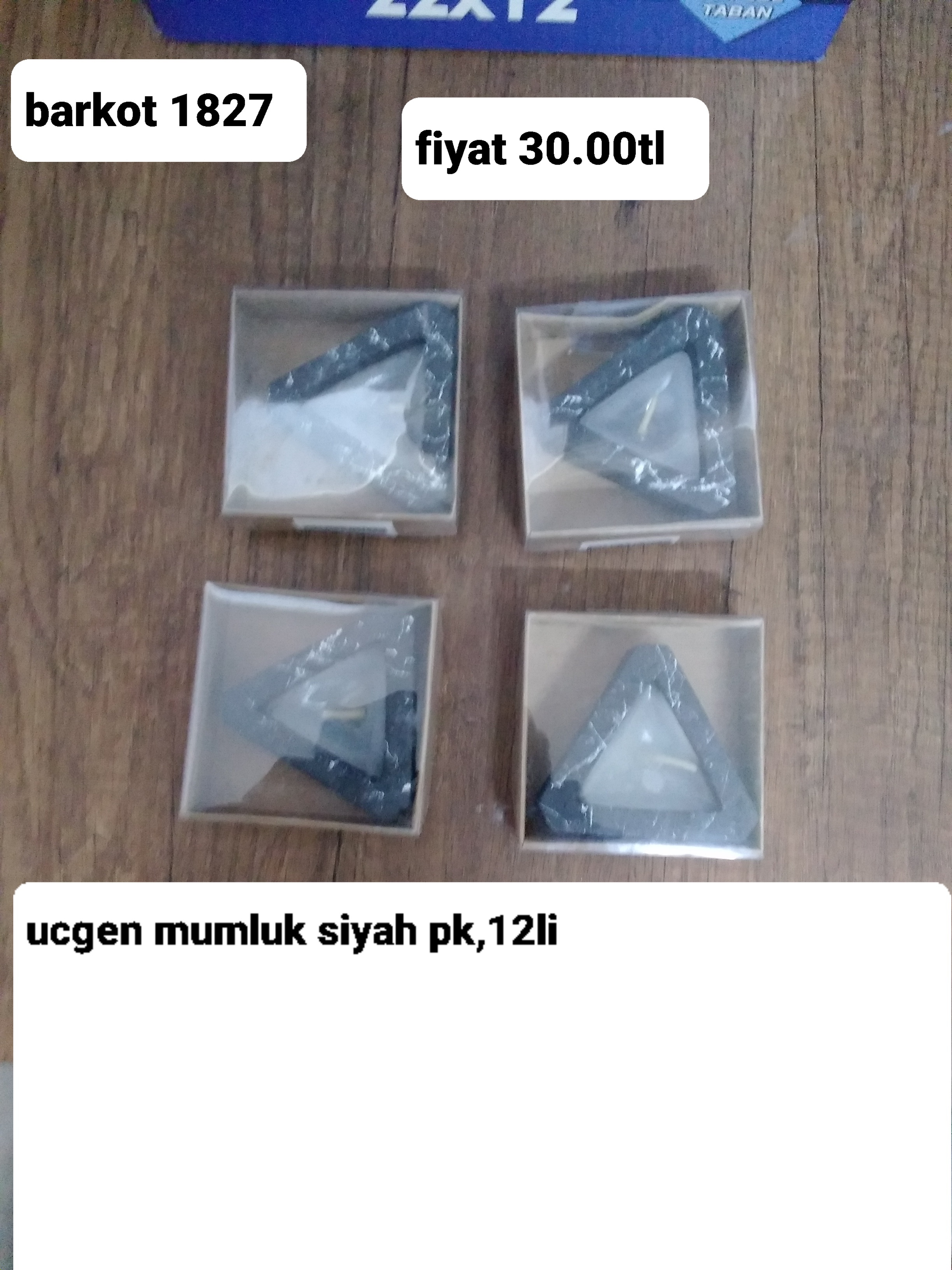 ÜÇGEN MUMLUK SİYAH PK 12 Lİ 1827