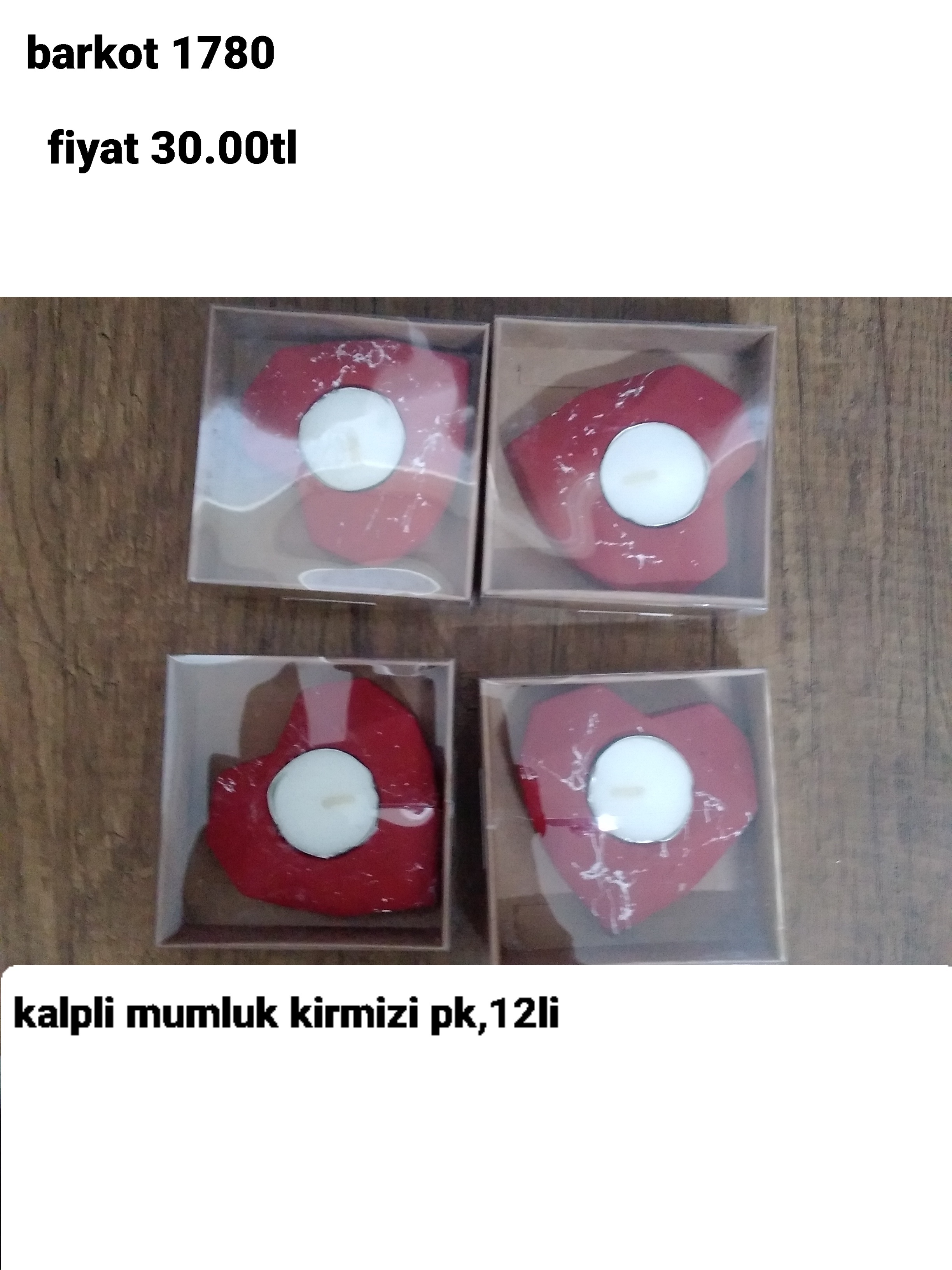 KALPLİ MUMLUK KIRMIZI PK 12 Lİ 1780
