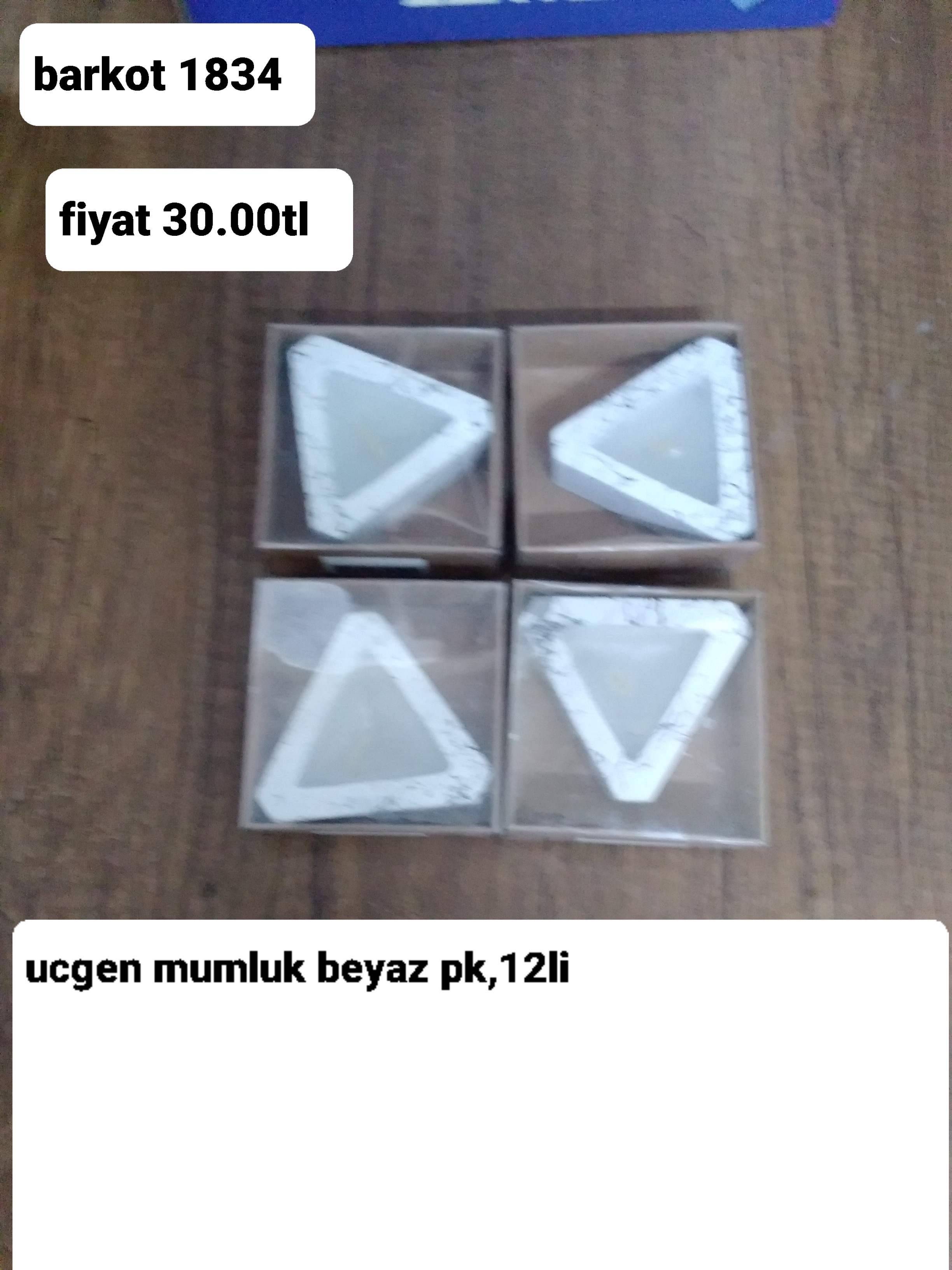 ÜÇGEN MUMLUK BEYAZ PK 12 Lİ  1834