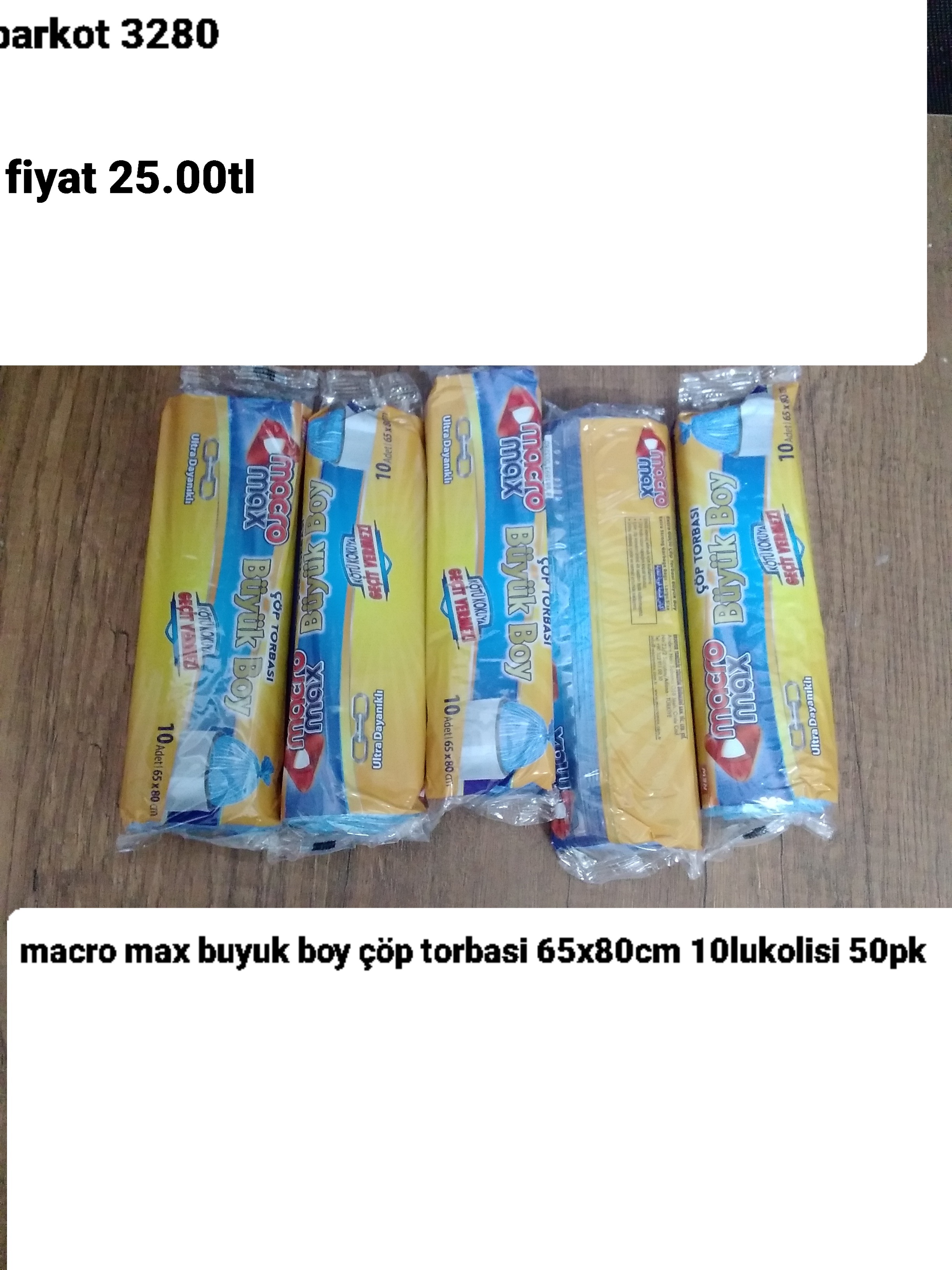 MACRO MAX BÜYÜK BOY ÇÖP TORBASI 65*80CM  3280