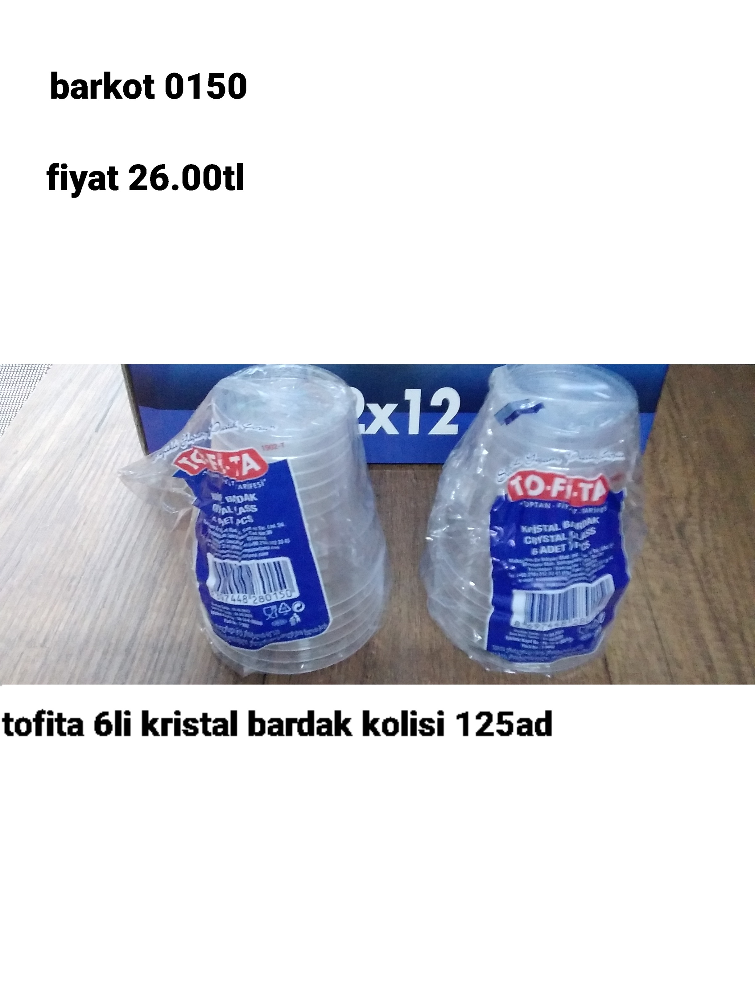 TOFİTA 6LI KRİSTAL BARDAK   0150