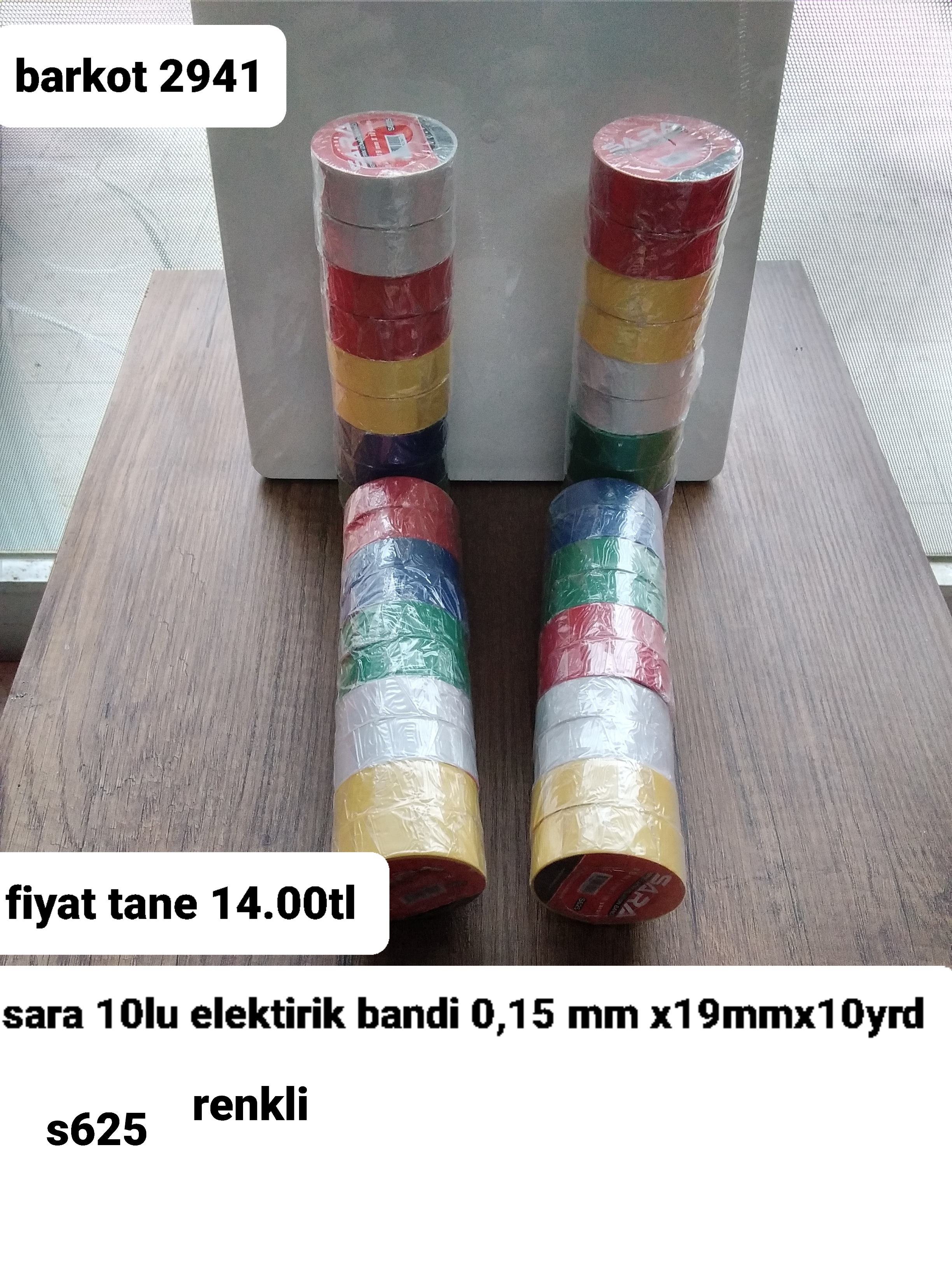 SARA 10 LU ELEKTRİK BANDI  0,15 MM*19MM*10YRD   2941