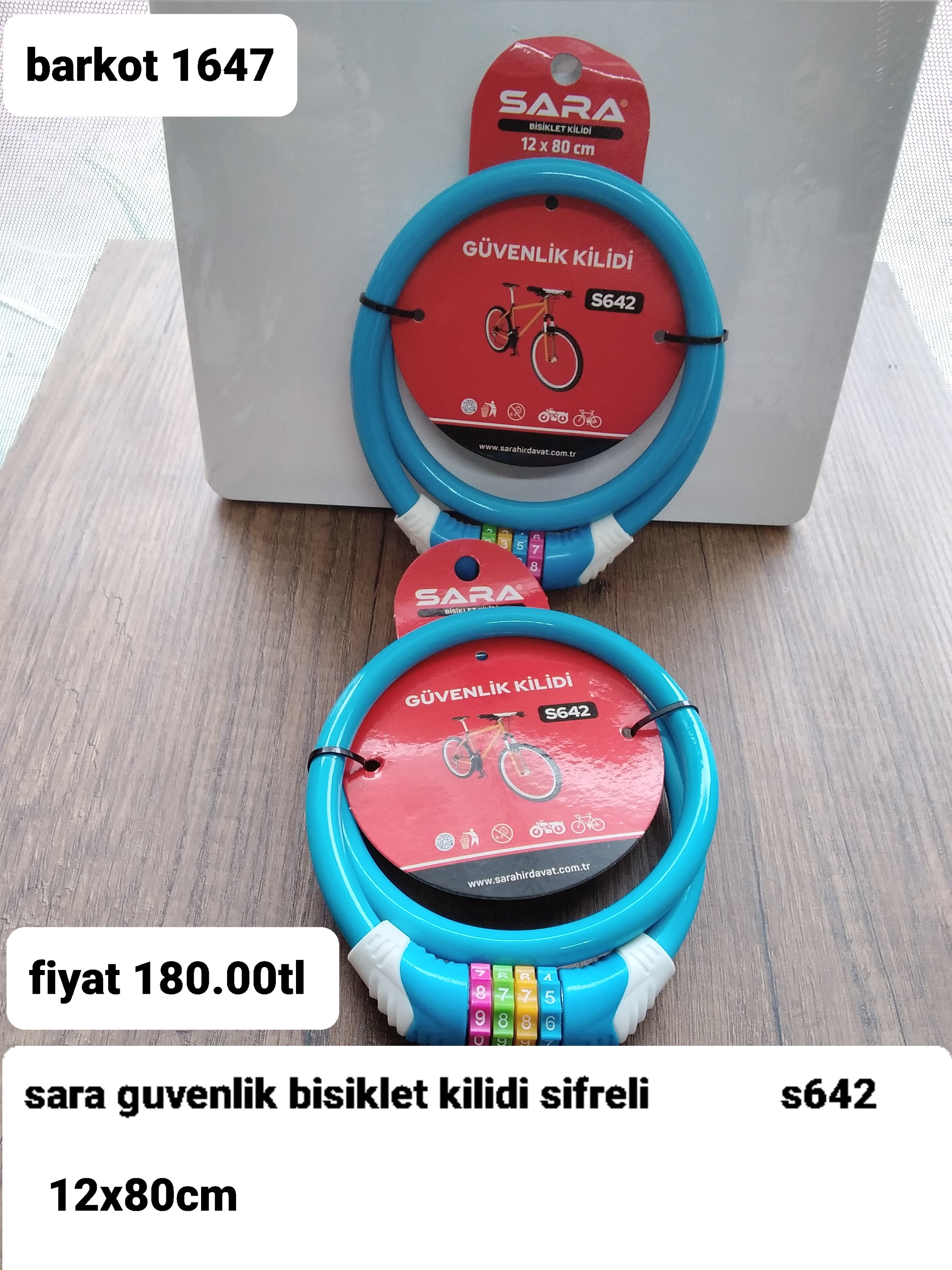 SARA GÜVENLİK BİSİKLET KİLİDİ ŞİFRELİ  1647 