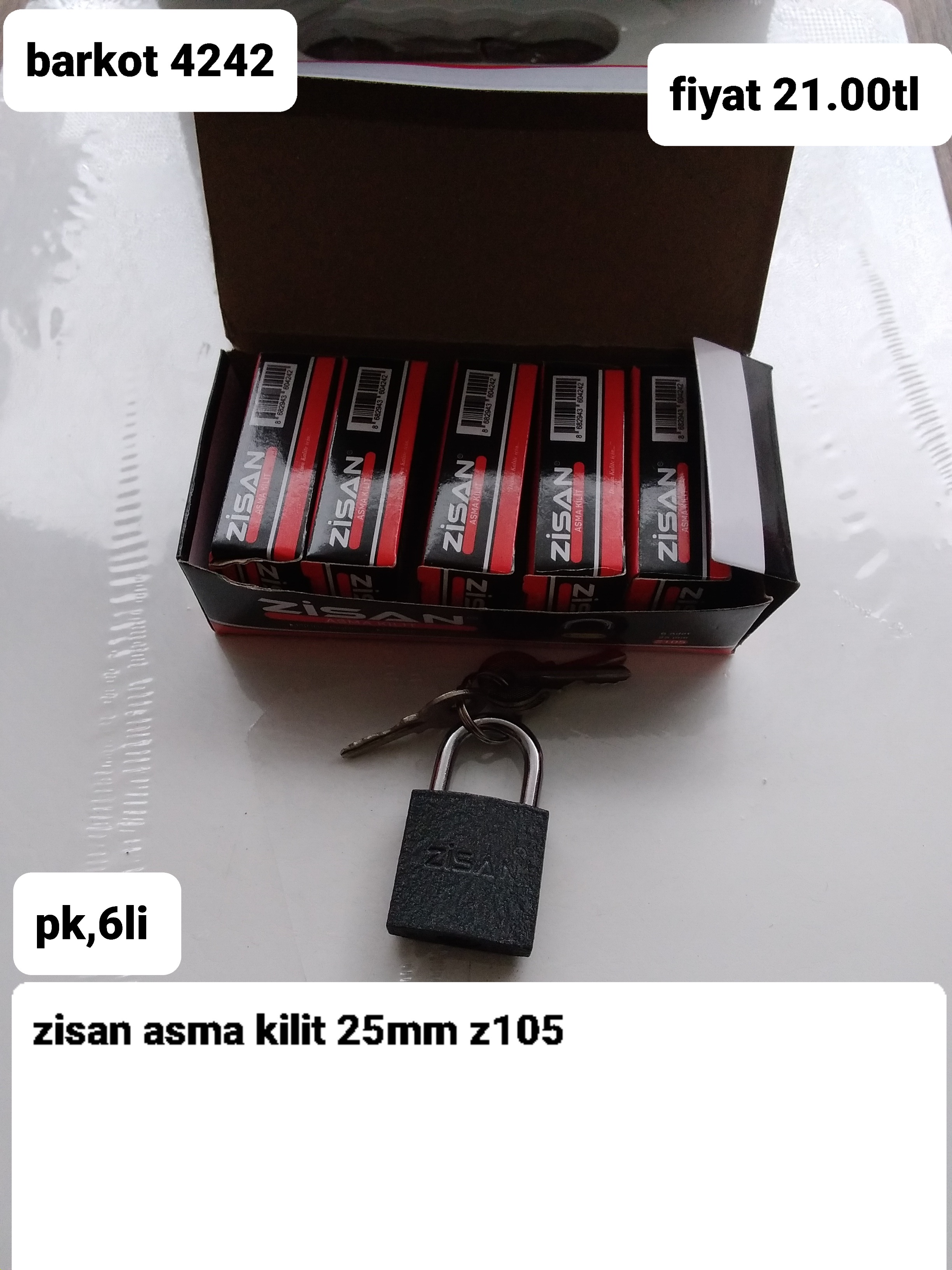 ZİSAN ASMA KİLİT 25MM 4242