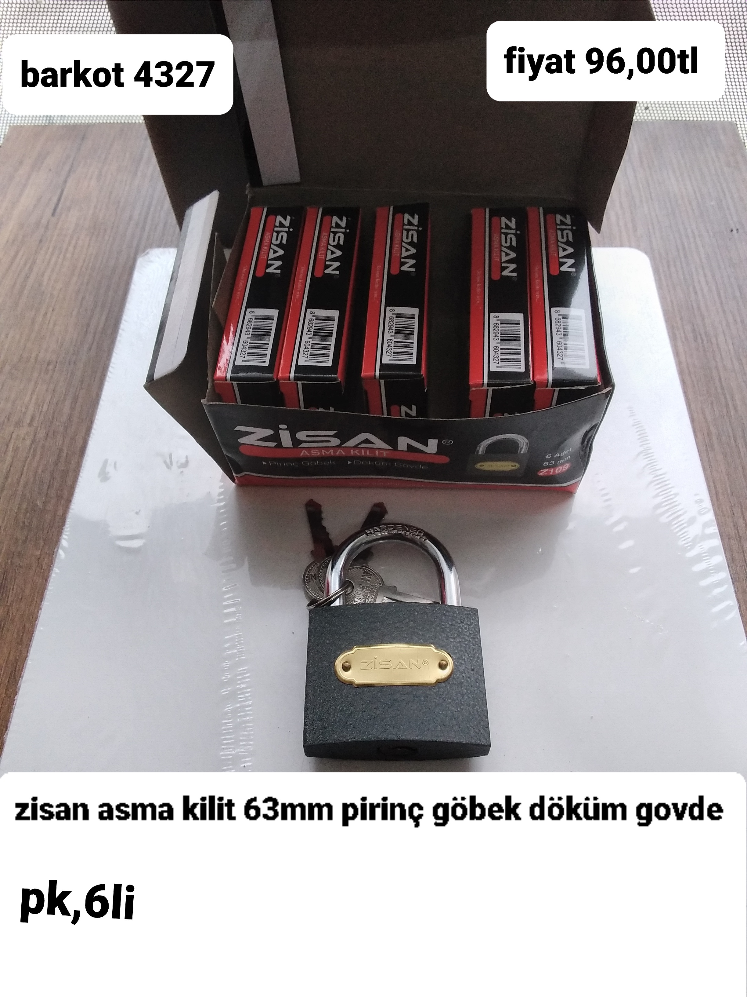 ZİSAN ASMA KİLİT 63MM PİRİNÇ GÖBEK DÖKÜM GÖVDE  4327