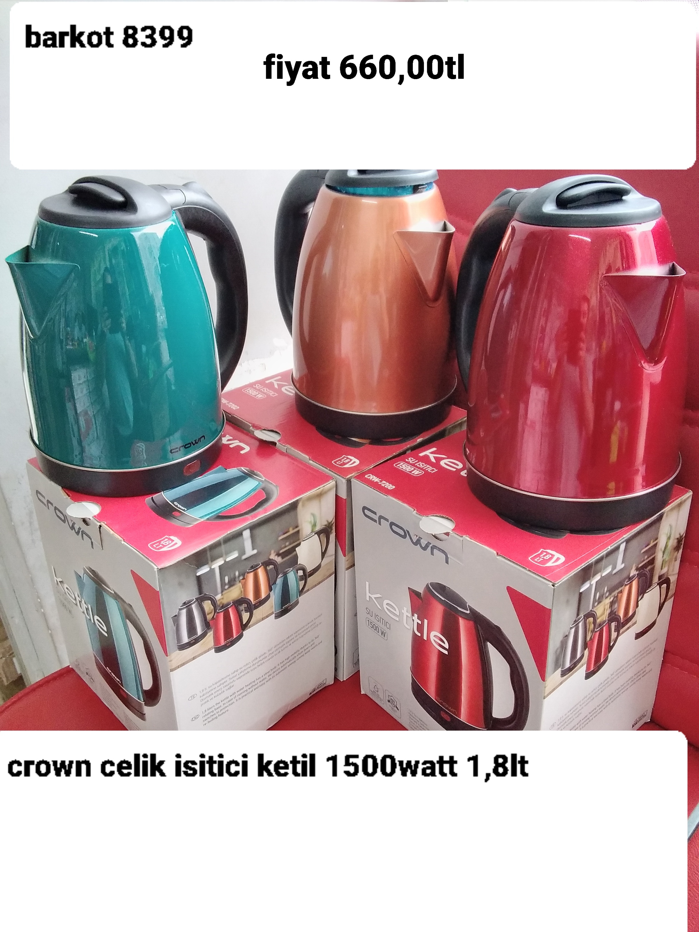 CROWN ÇELİK ISITICI KETIL 1500 WATT 1,8LT 8399