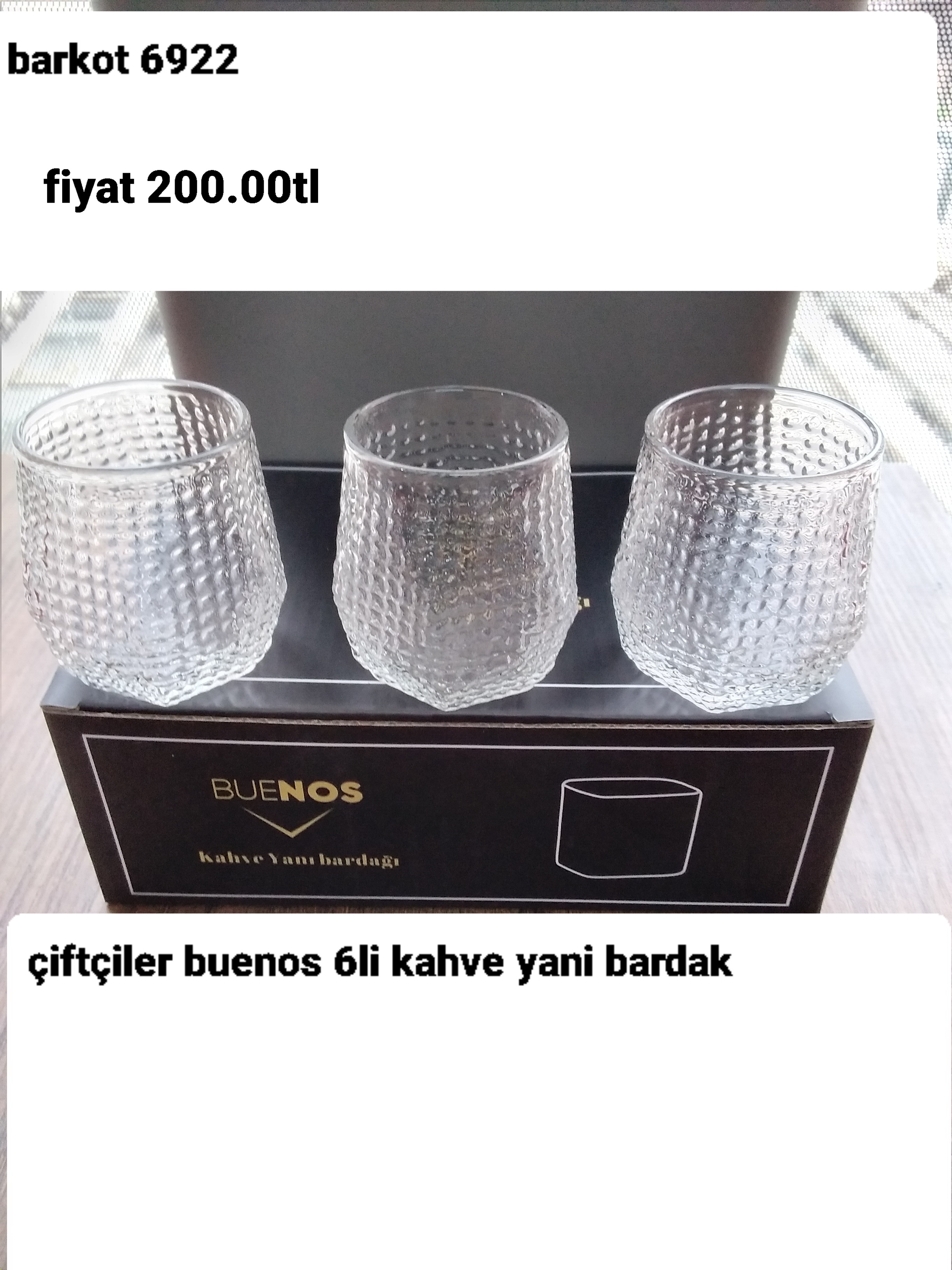 ÇİFTÇİLER BUENOS  6'lı KAHVE YANI BARDAK 6922