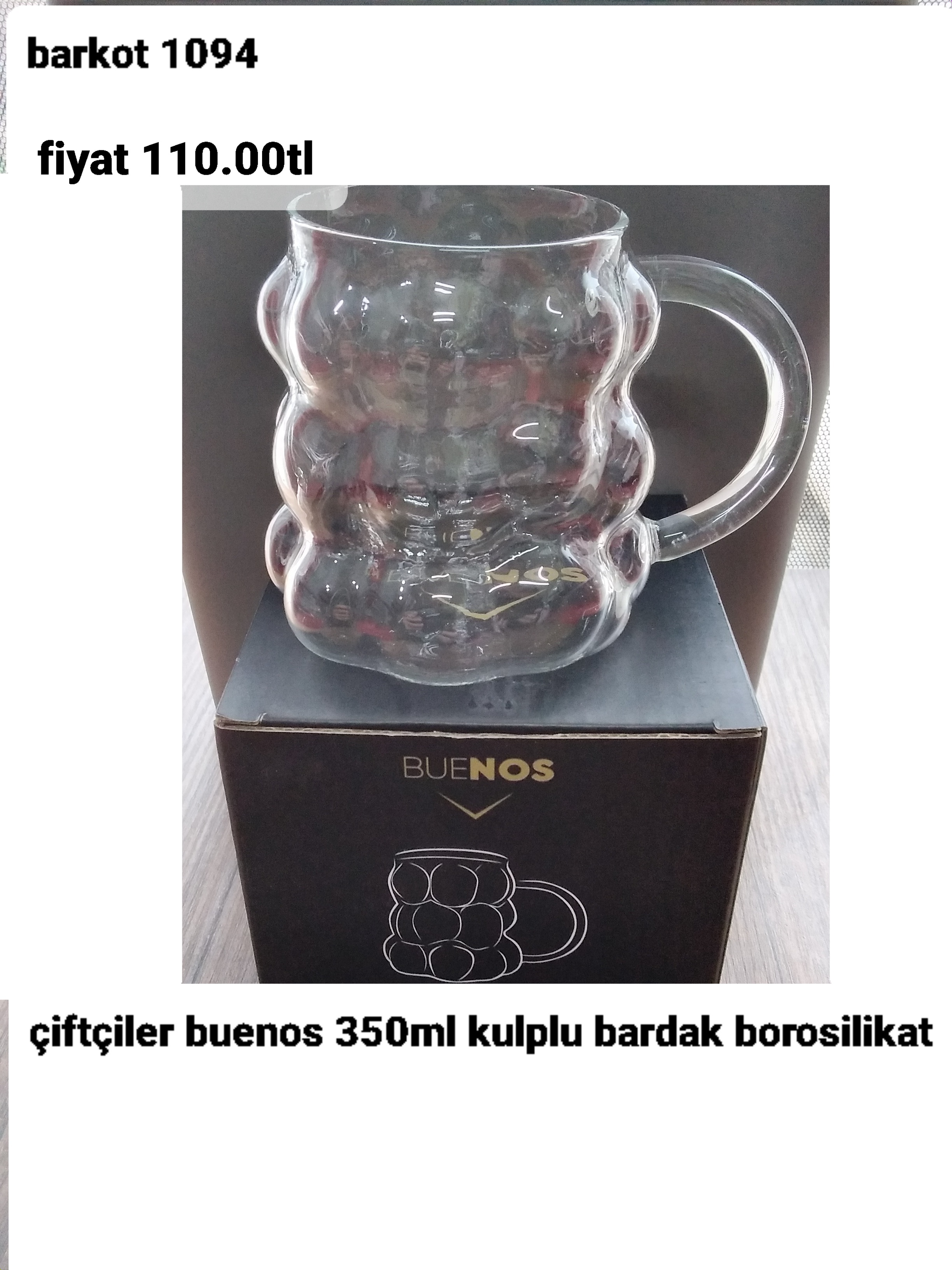 ÇİFTÇİLER BUENOS 350ML KULPLU BARDAK BOROSİLİKAT