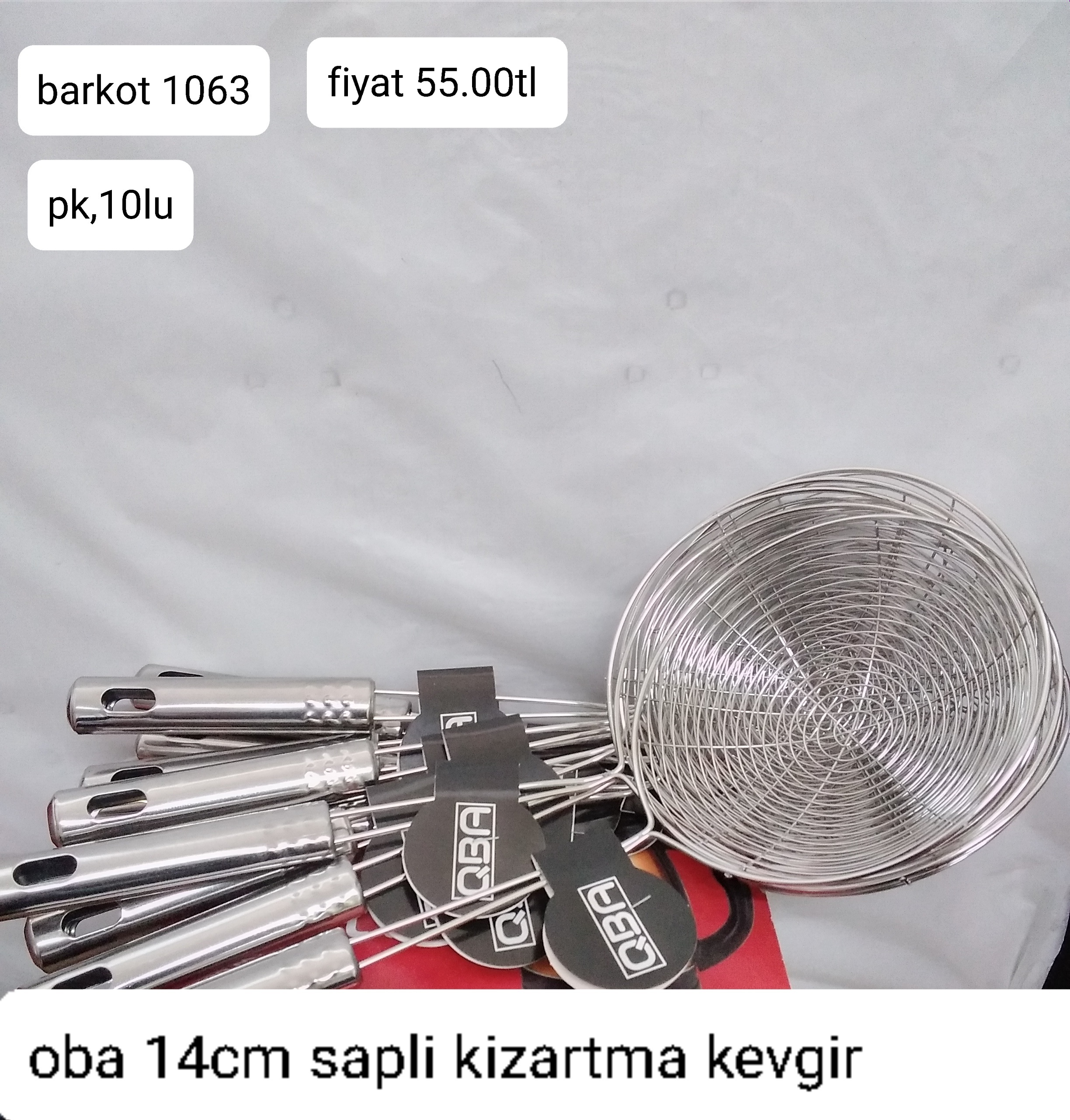 OBA 14CM SAPLI KIZARTMA KEVGİR 1063