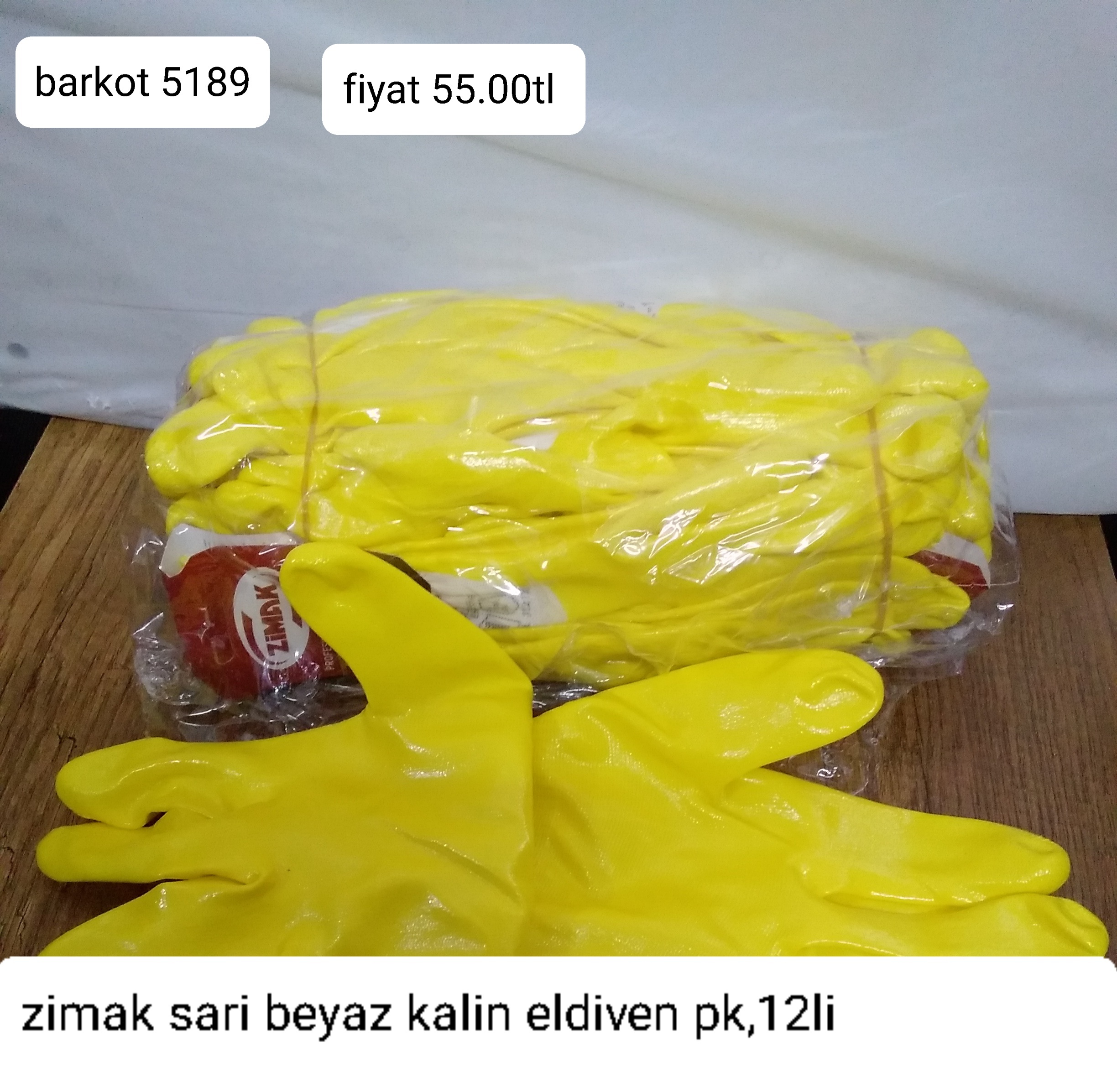ZİMAK SARI BEYAZ ELDİVEN PK 12 Lİ 5189