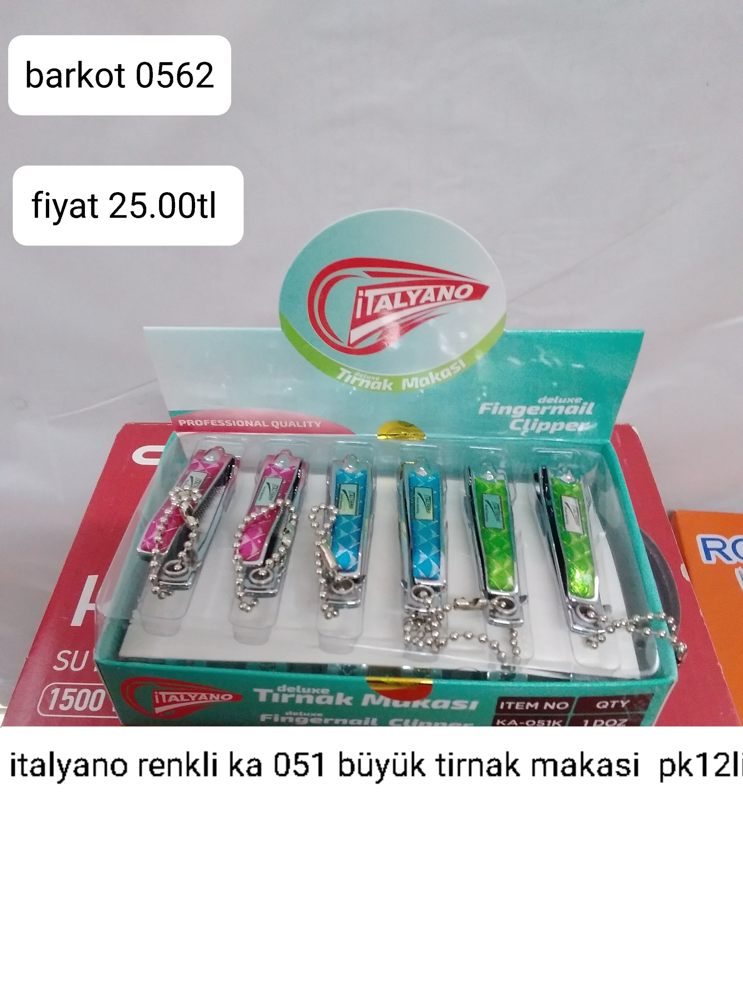 İTALYANO RENKLİ KA 051 BÜYÜK TIRNAK MAKASI PK 12 Lİ 0562