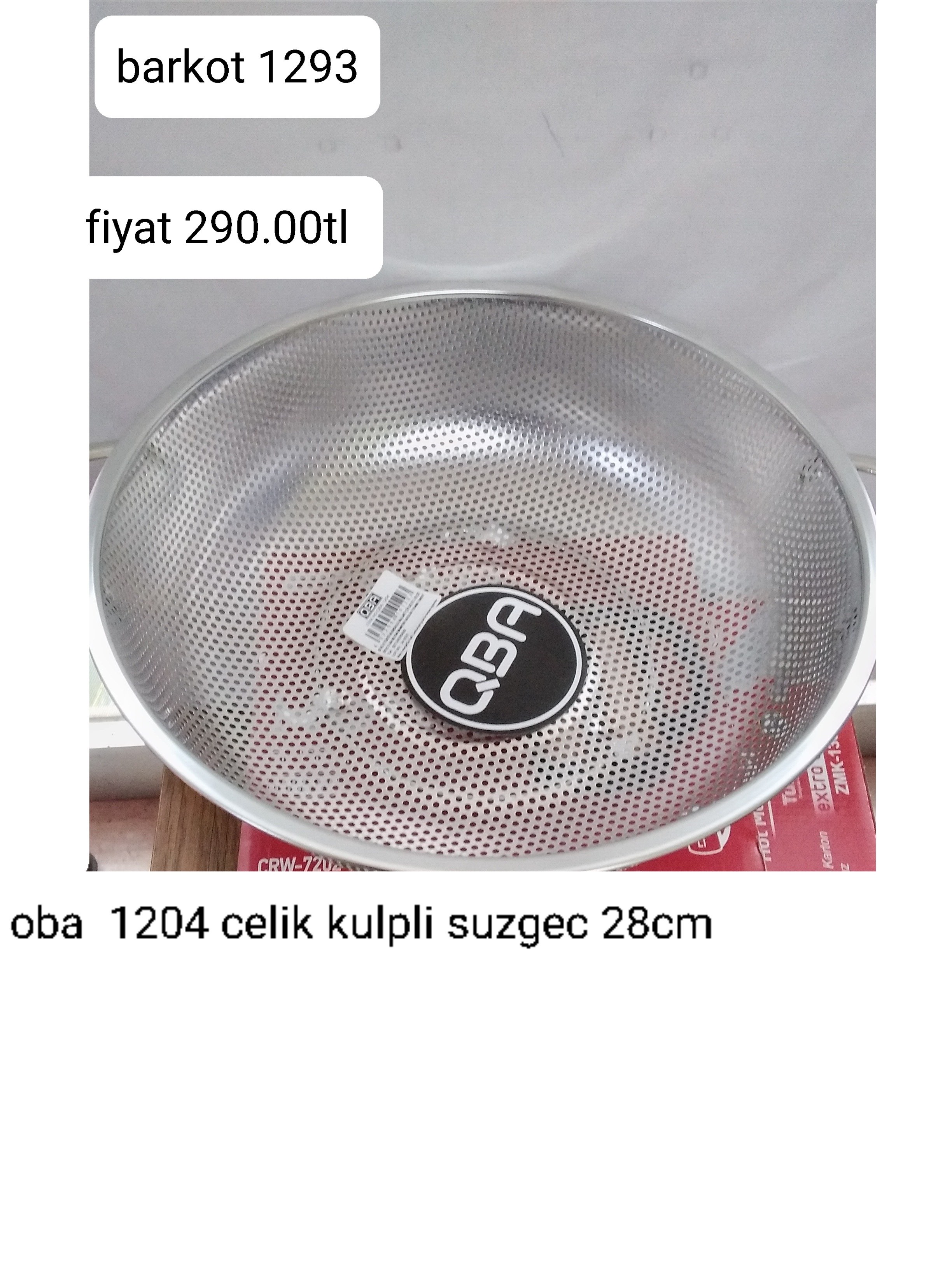 OBA 1204 ÇELİK KULPLU SÜZGEÇ 28CM 1293