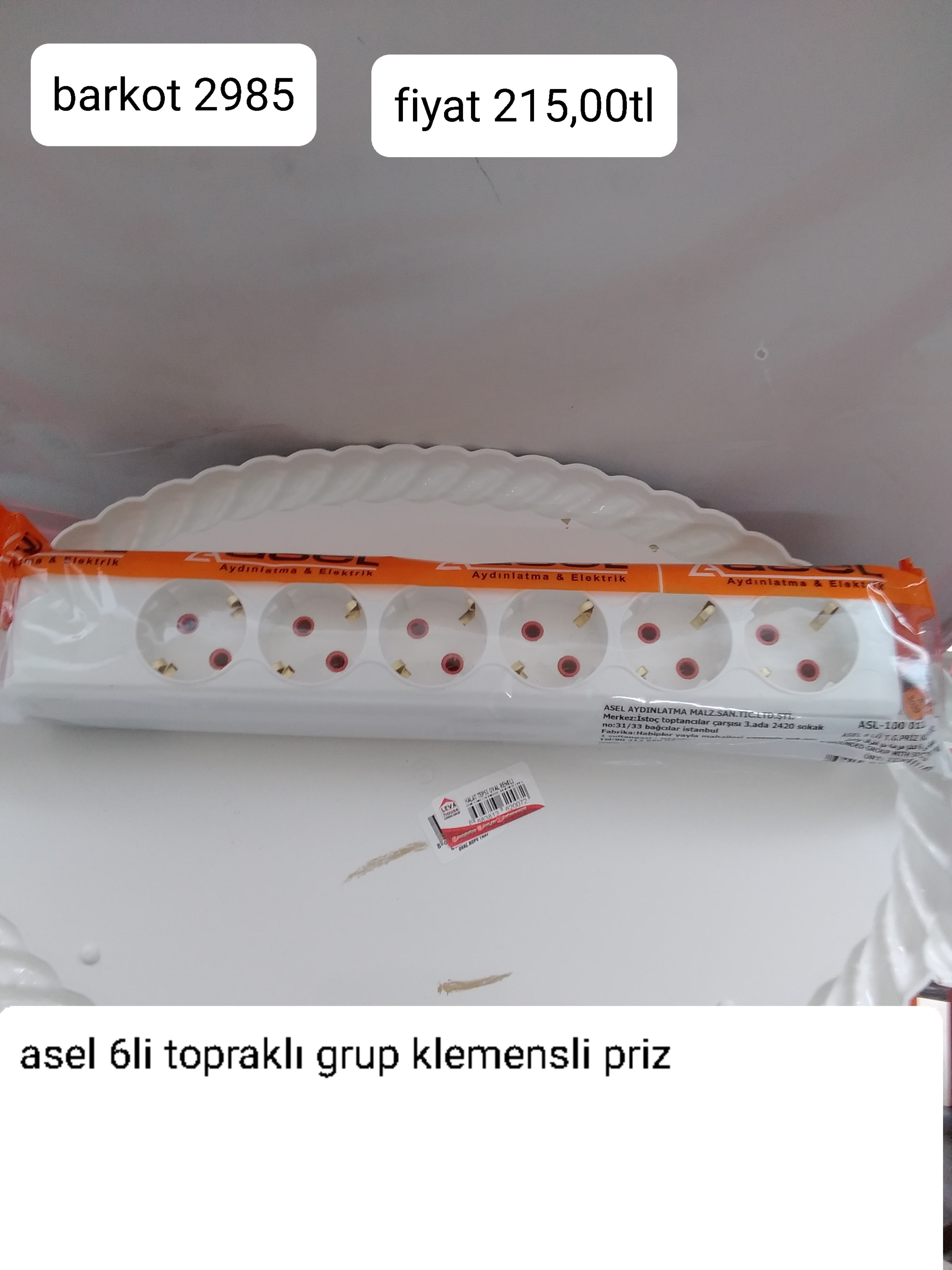 ASEL 6 LI TOPRAKLI GRUP KLEMENSLİ PRİZ  2985