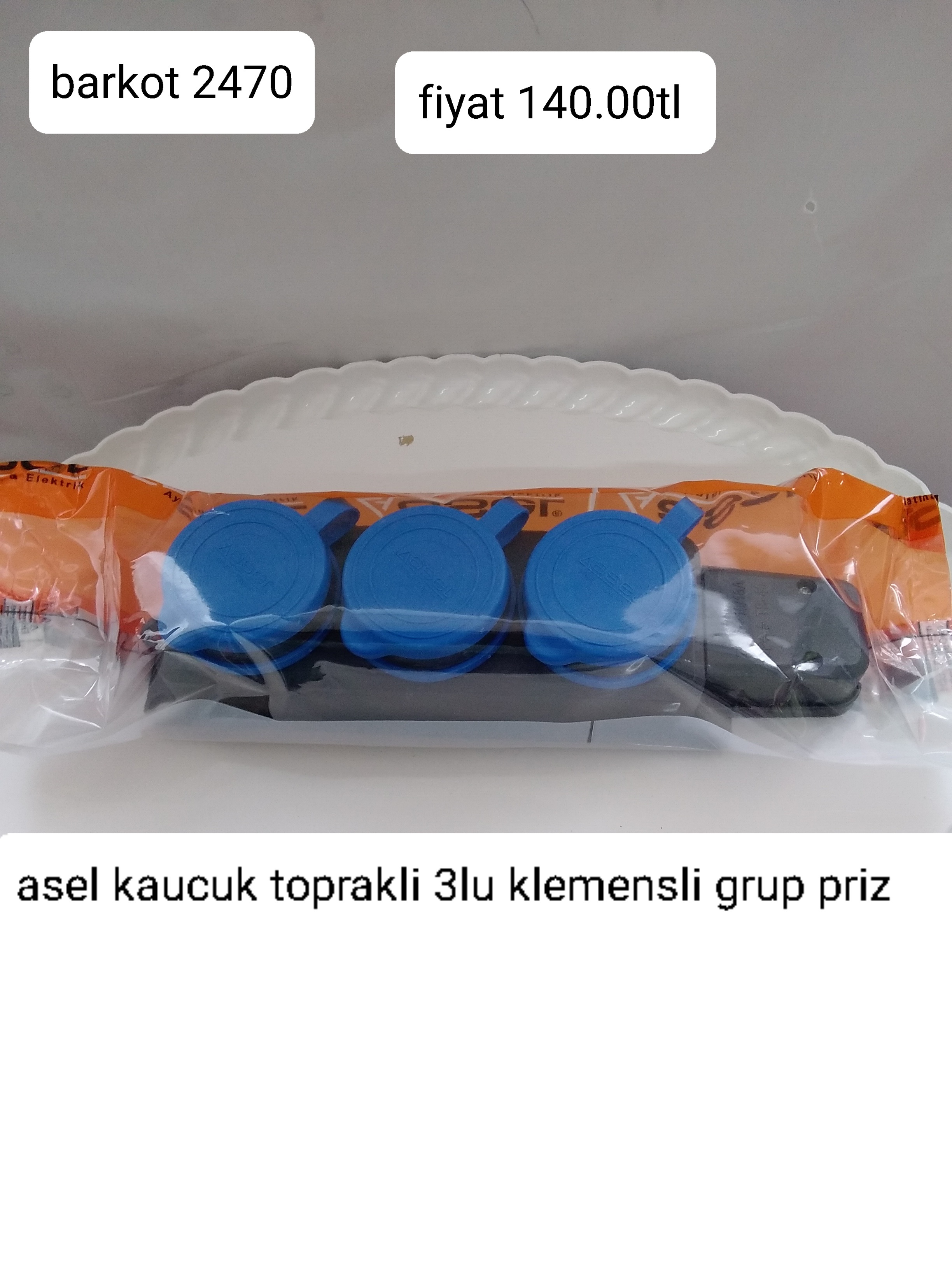 ASEL KAUCUK TOPRAKLI 3LÜ KLEMENSLİ GRUP PRİZ 2470