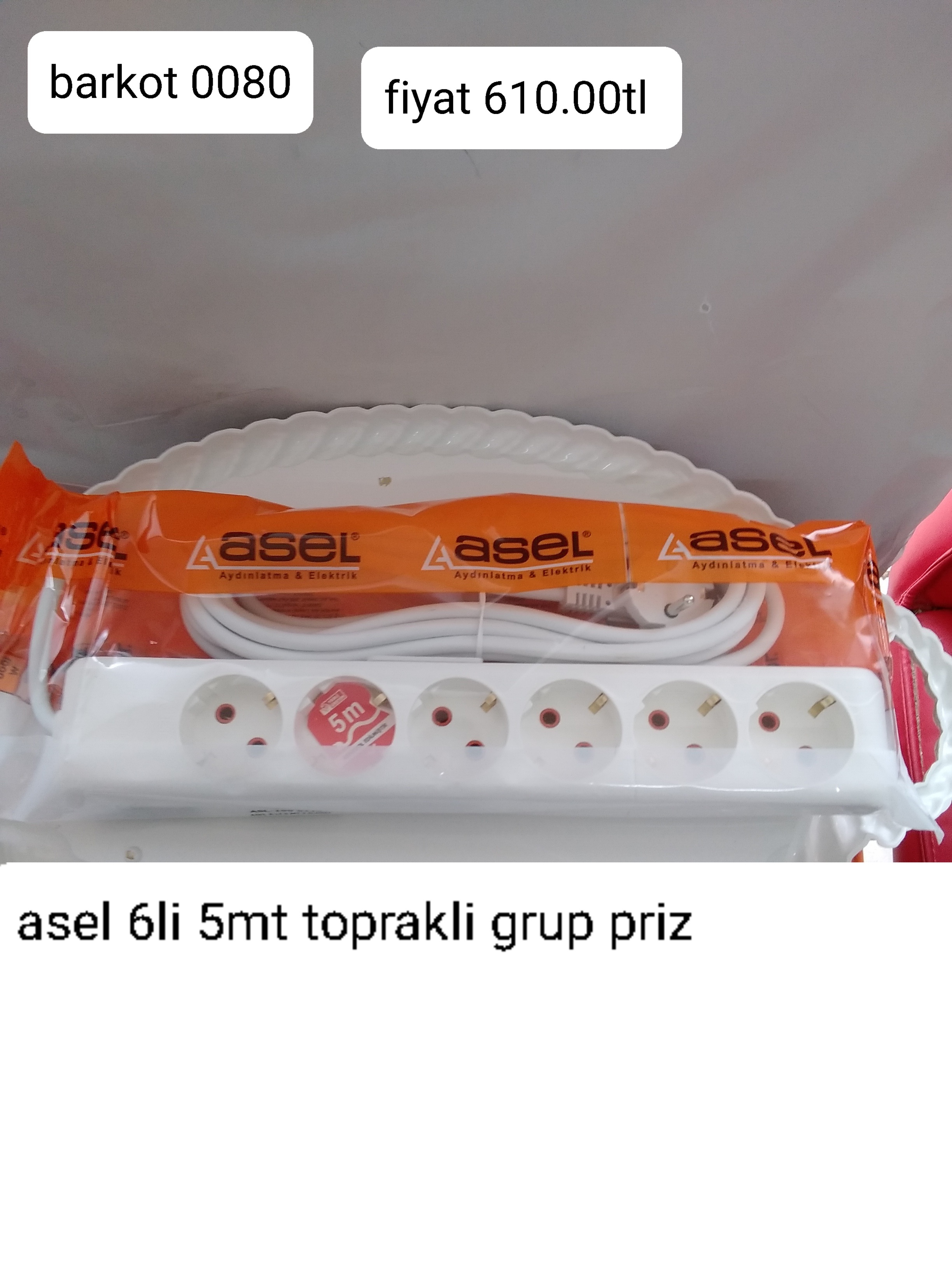 ASEL 6LI 5MT TOPRAKLI GRUP PRİZ 0080