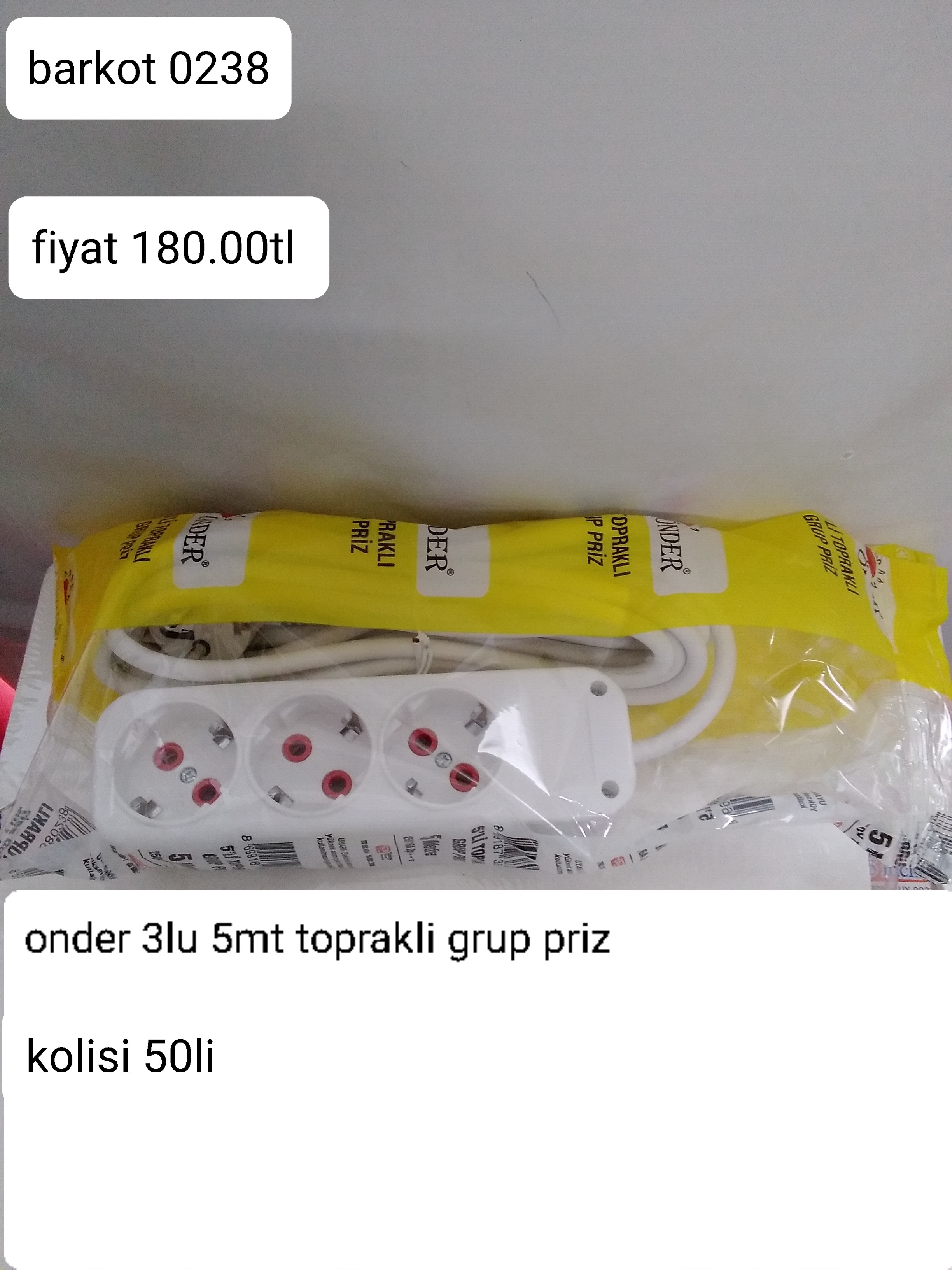ÖNDER 3LÜ 5MT TOPRAKLI GRUP PRİZ 0238