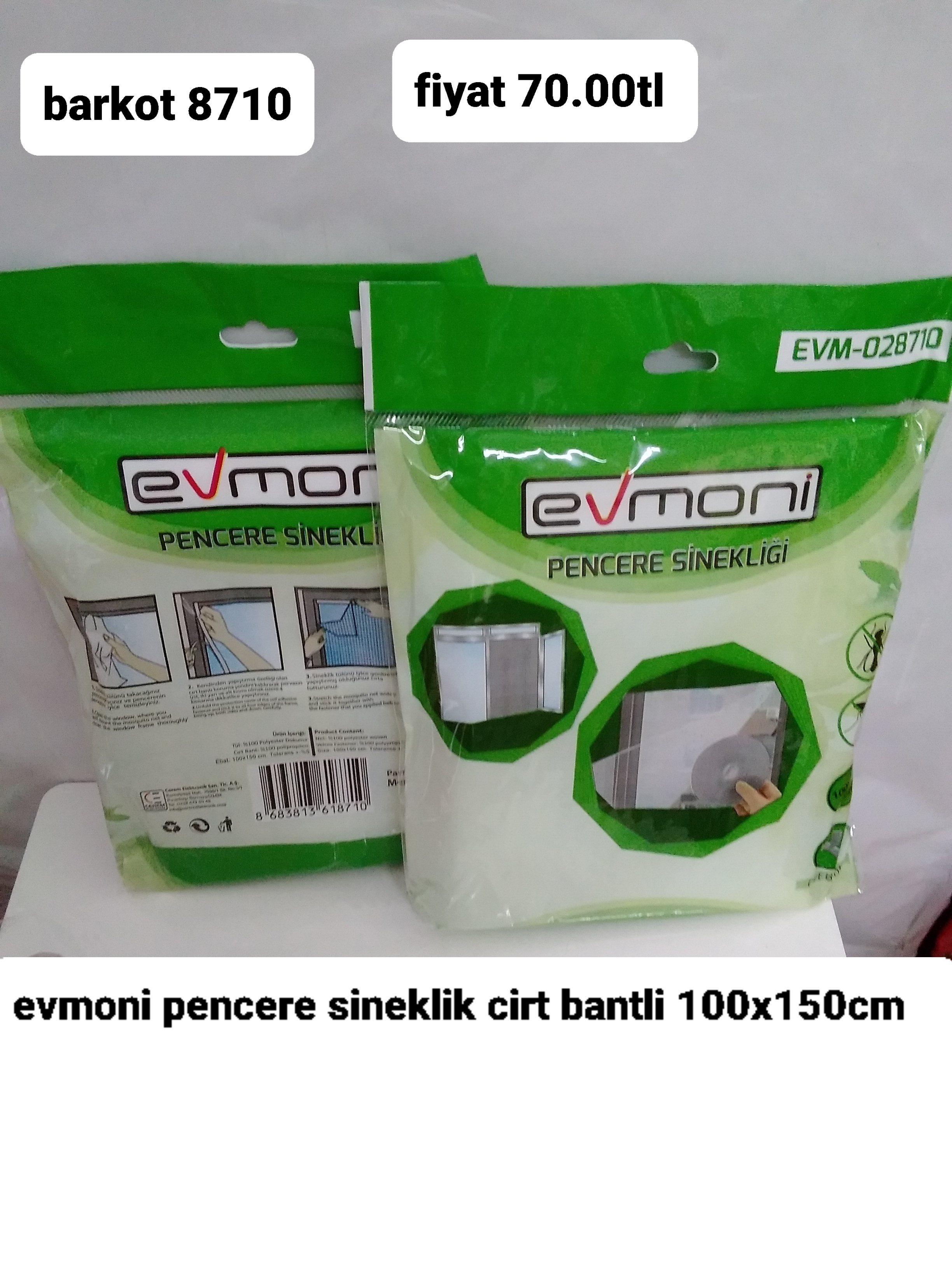 evmoni pencere sineklik cirt bantlı 100*150cm  8710