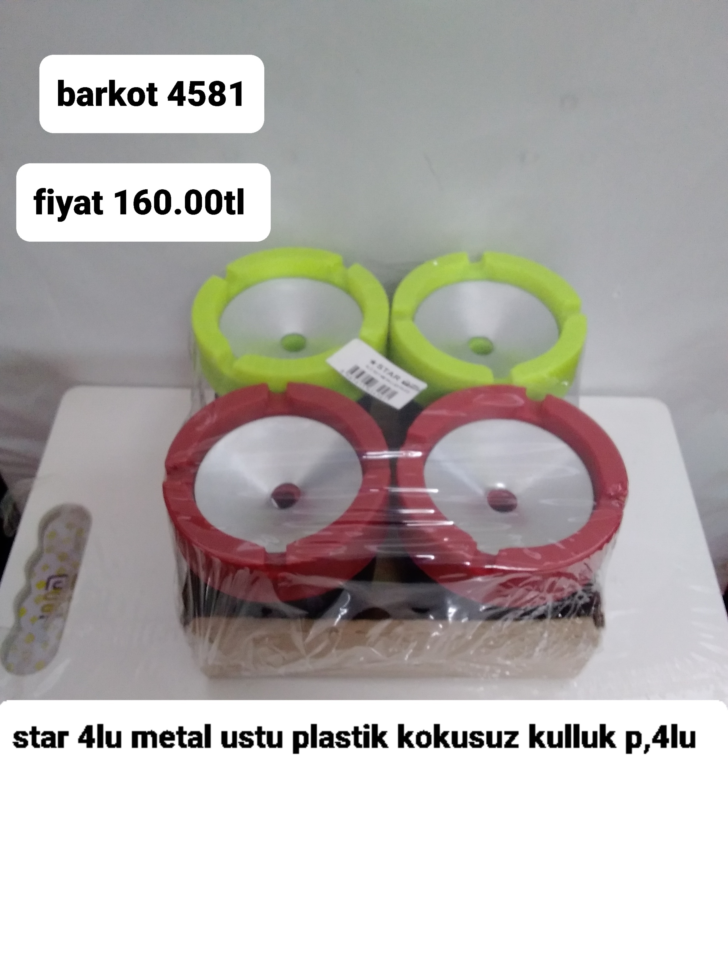 STAR 4LÜ METAL ÜSTÜ PLASTİK KOKUSUZ KÜLLLÜK 4581