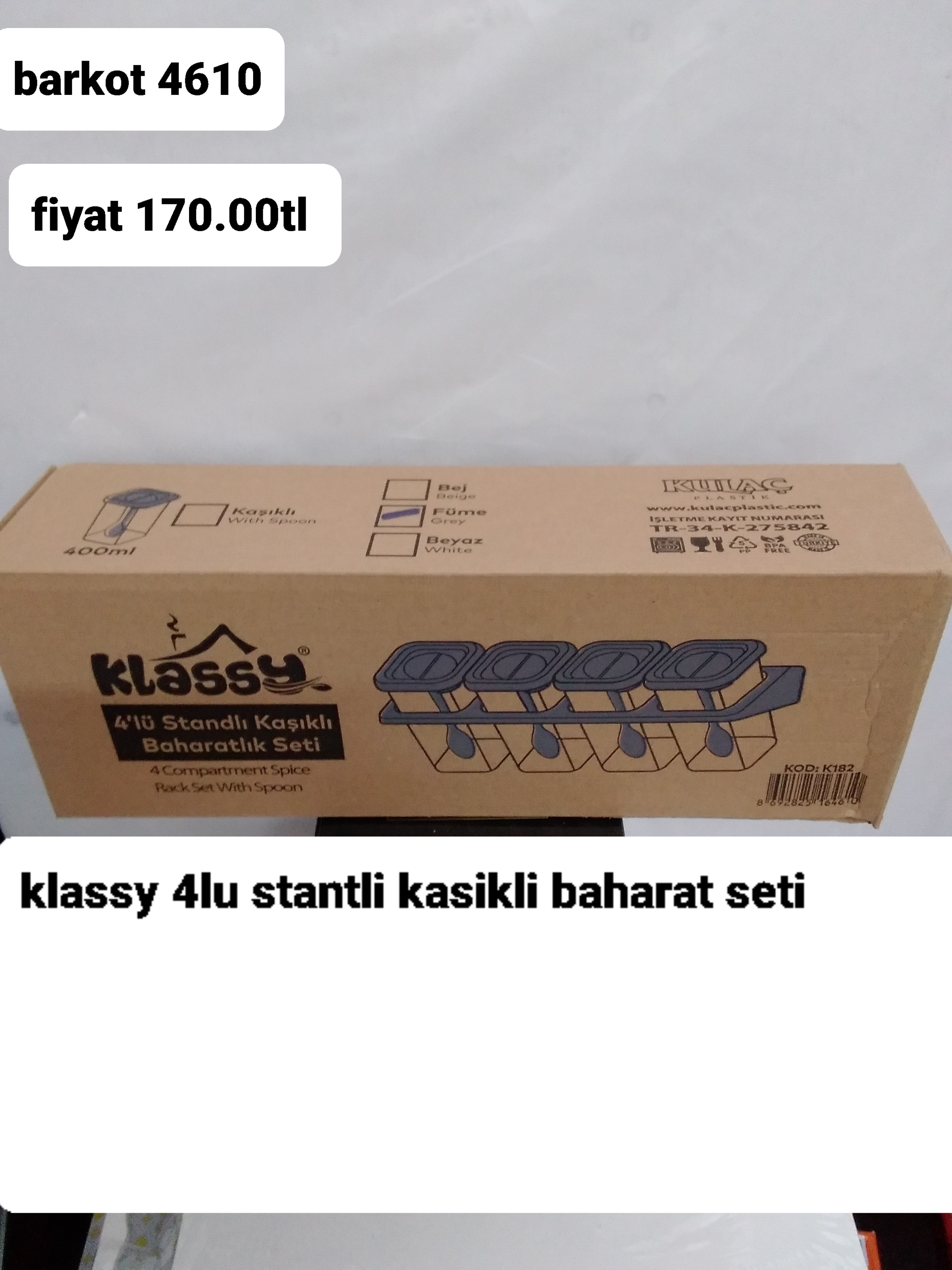 KLASSY 4 LÜ STANTLI KLASİK BAHARAT SETİ 4610