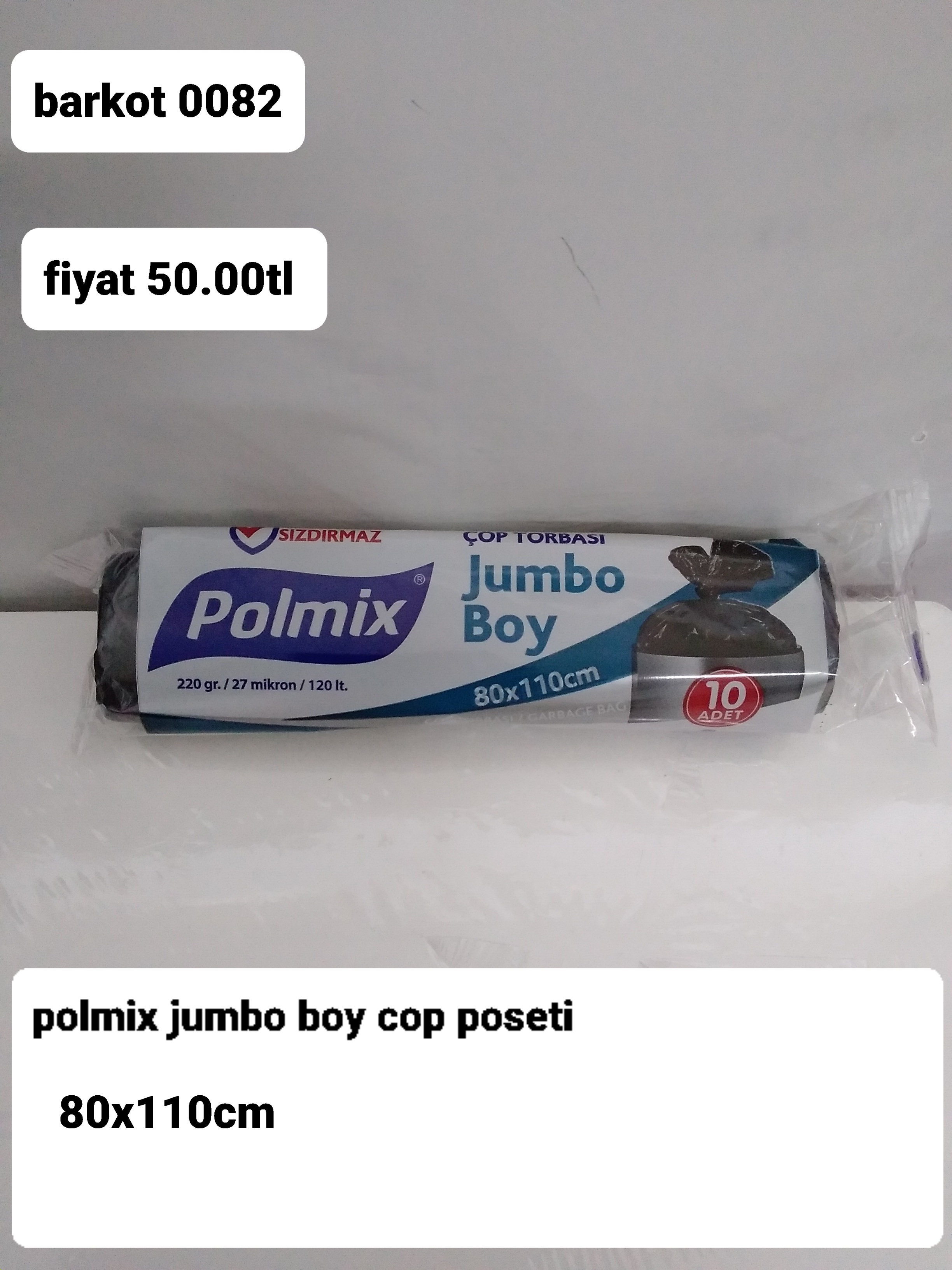 POLMİX JUMBO BOY ÇÖP POŞETİ 80*110 CM  0082