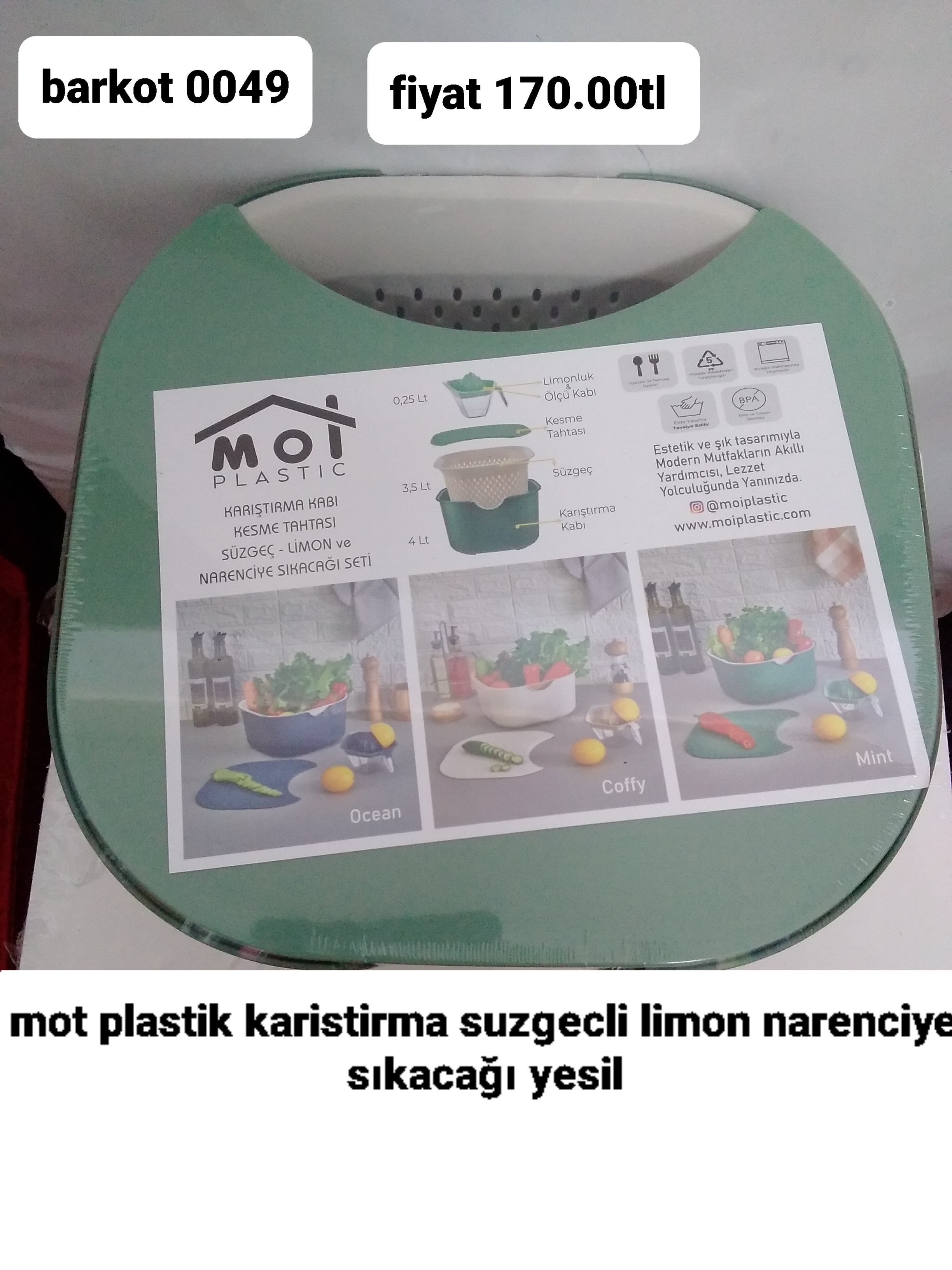 MOT PLASTİK KARIŞTIRMA SÜZGEÇLİ LİMON NARENCİİYE SIKACAĞI YEŞİL 0049