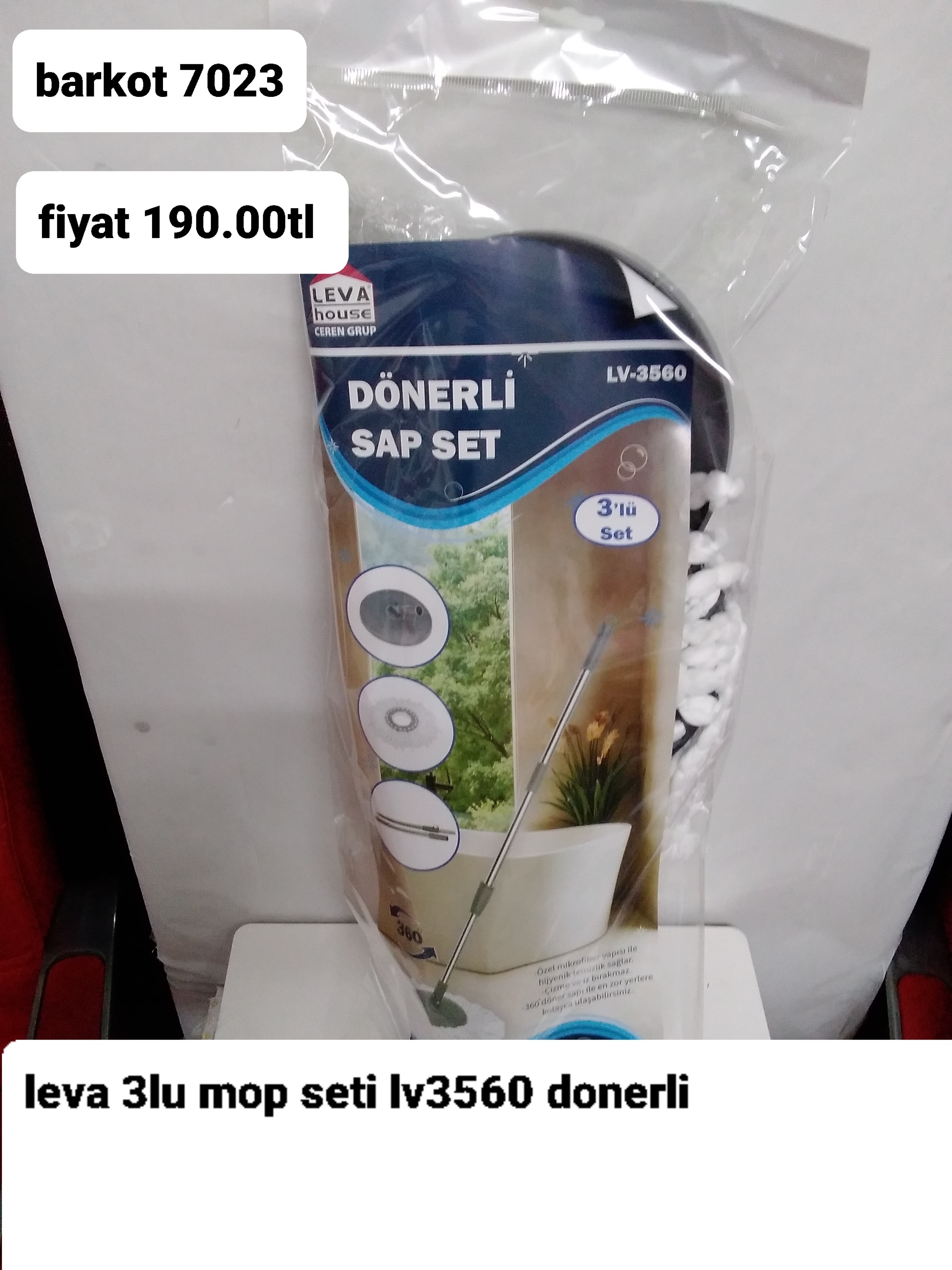 LEVA 3LÜ MOP SETİ DÖNERLİ 7023