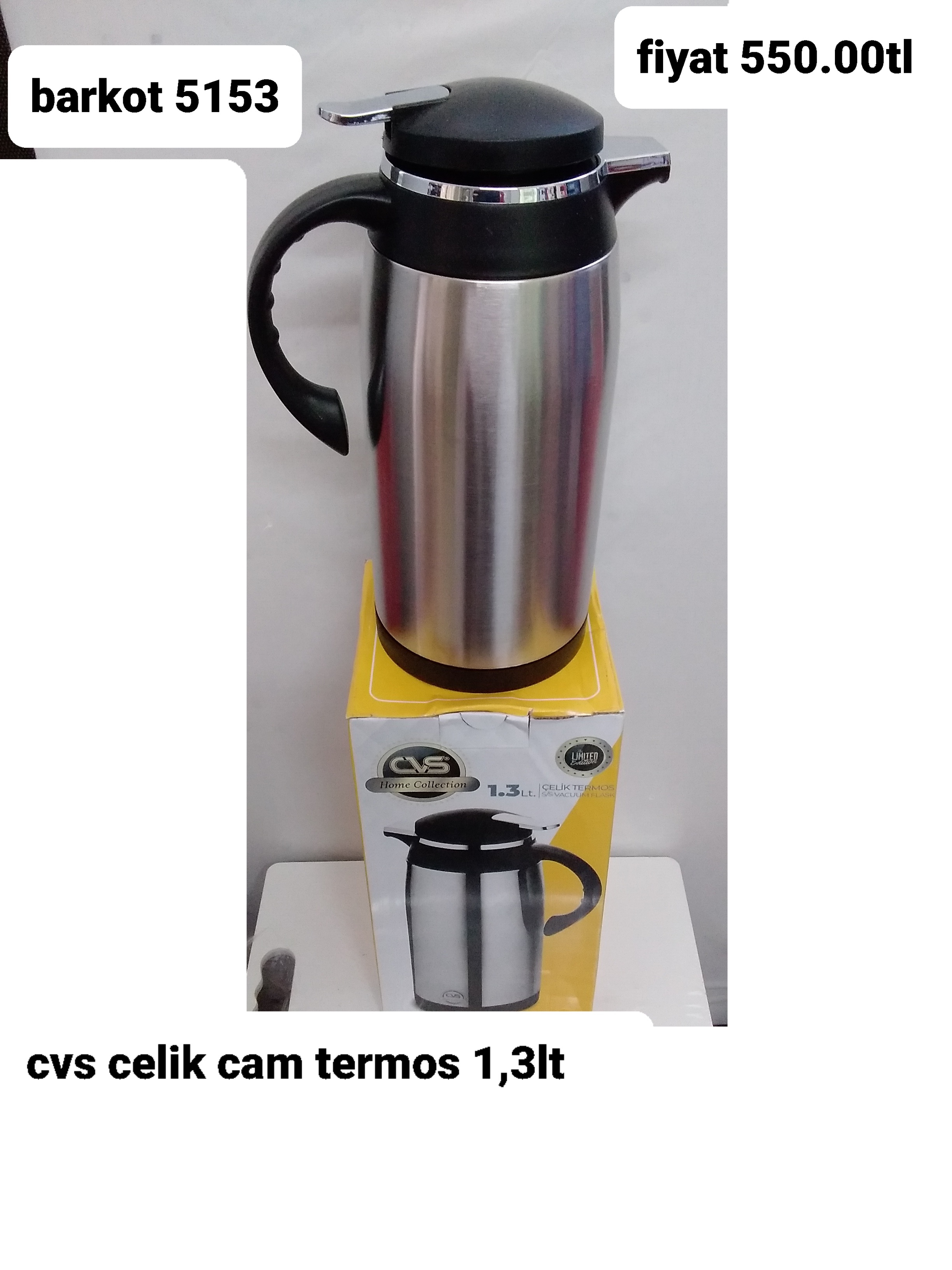 CVS ÇELİK CAM TERMOS 1,3LT 5153