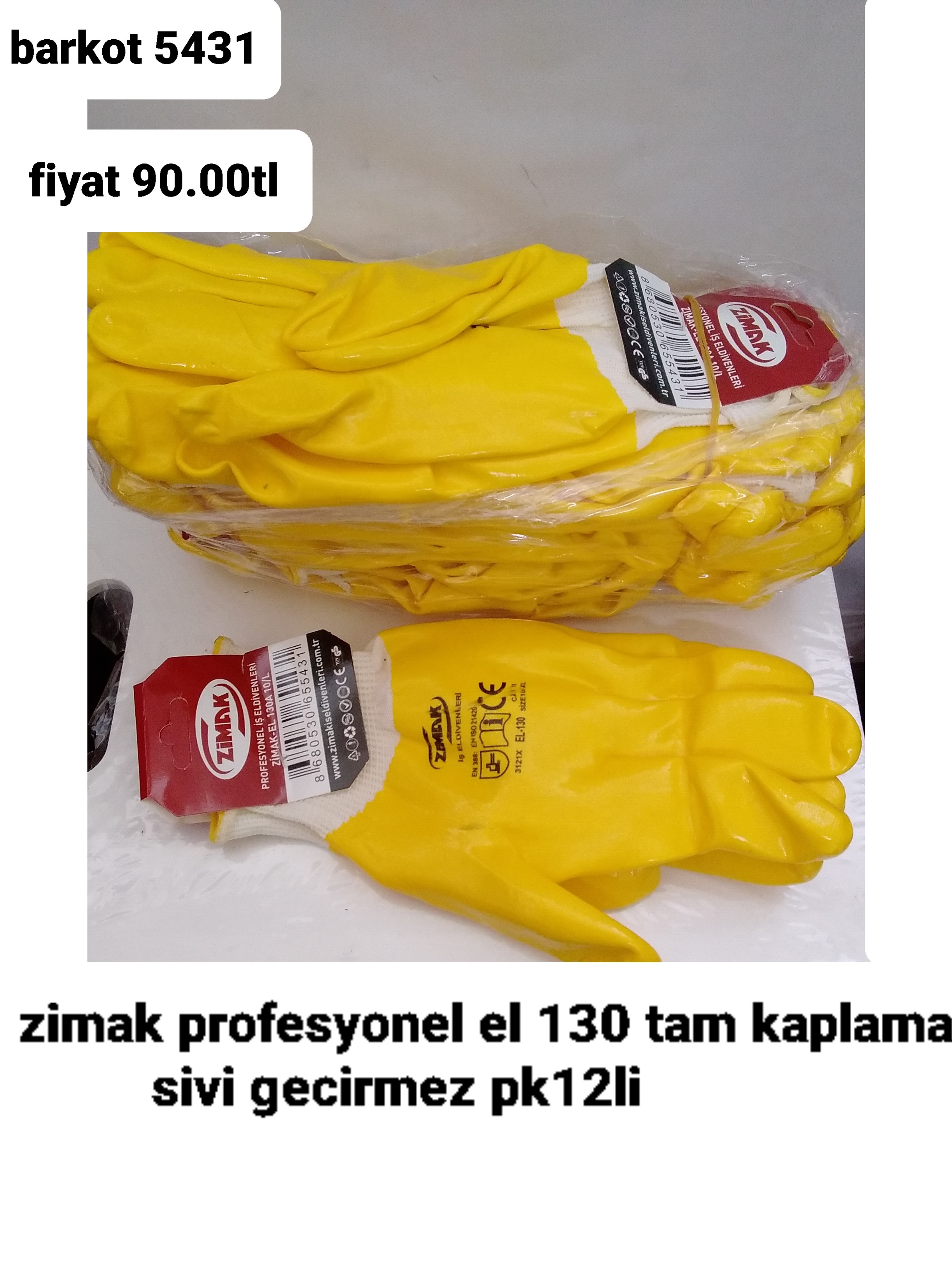 ZİMAK PROFESYONEL EL 130 TAM KAPLAMA SIVI GEÇİRMEZ 5431