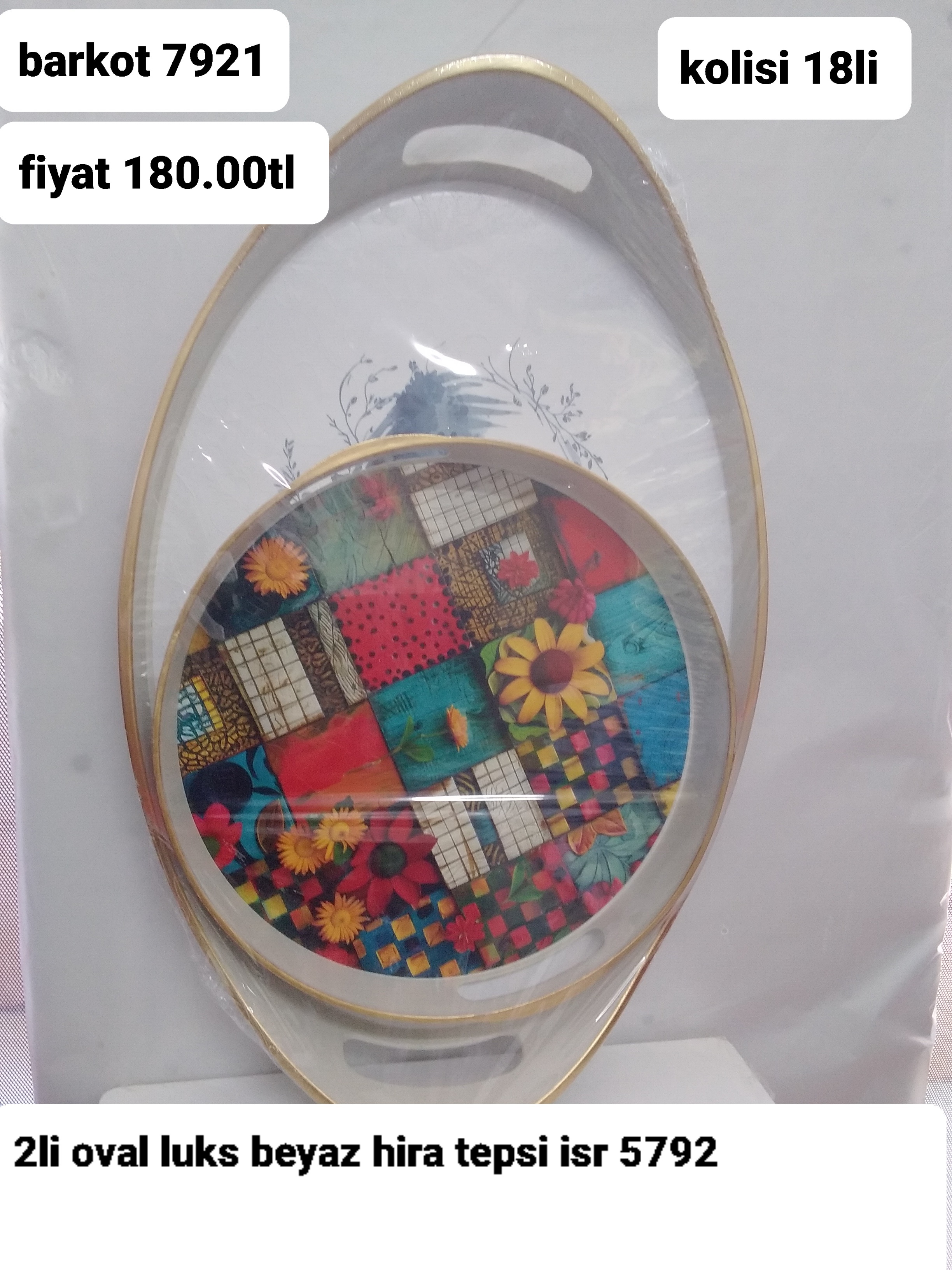 2 Lİ OVAL LÜKS BEYAZ HİRA TEPSİ İSR 5792 7921