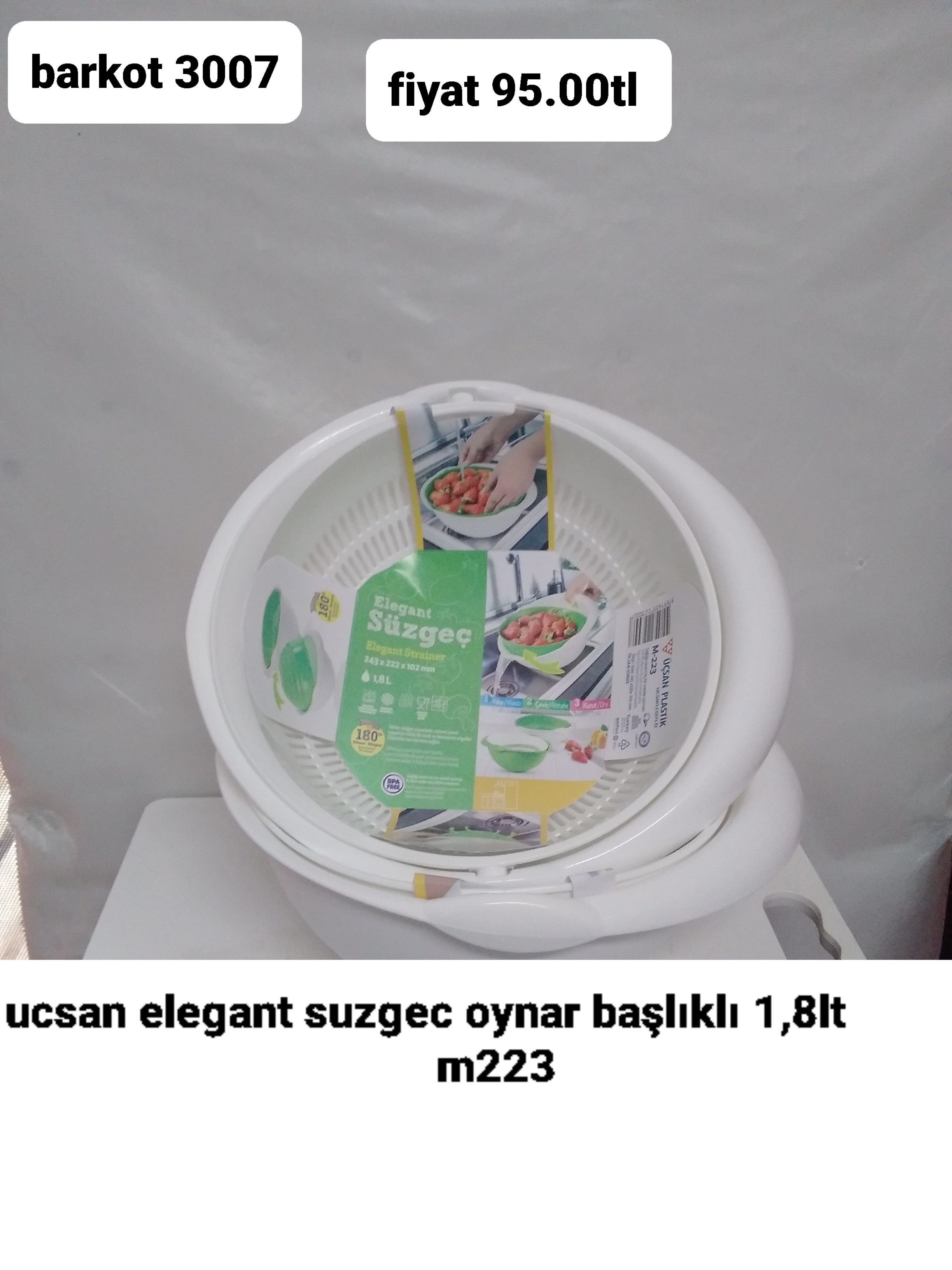 ÜÇSAN ELEGANT SÜZGEÇ OYNAR BAŞLIKLI 1,8LT  3007