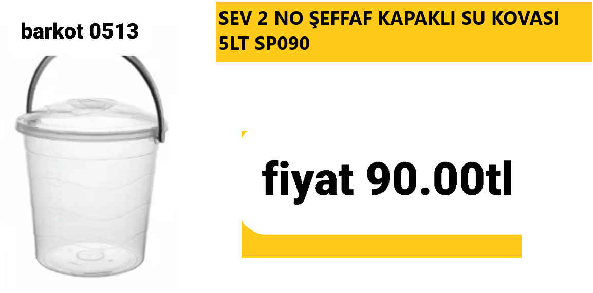 SEV 2 NO ŞEFFAF SU KOVASI 5LT 0513