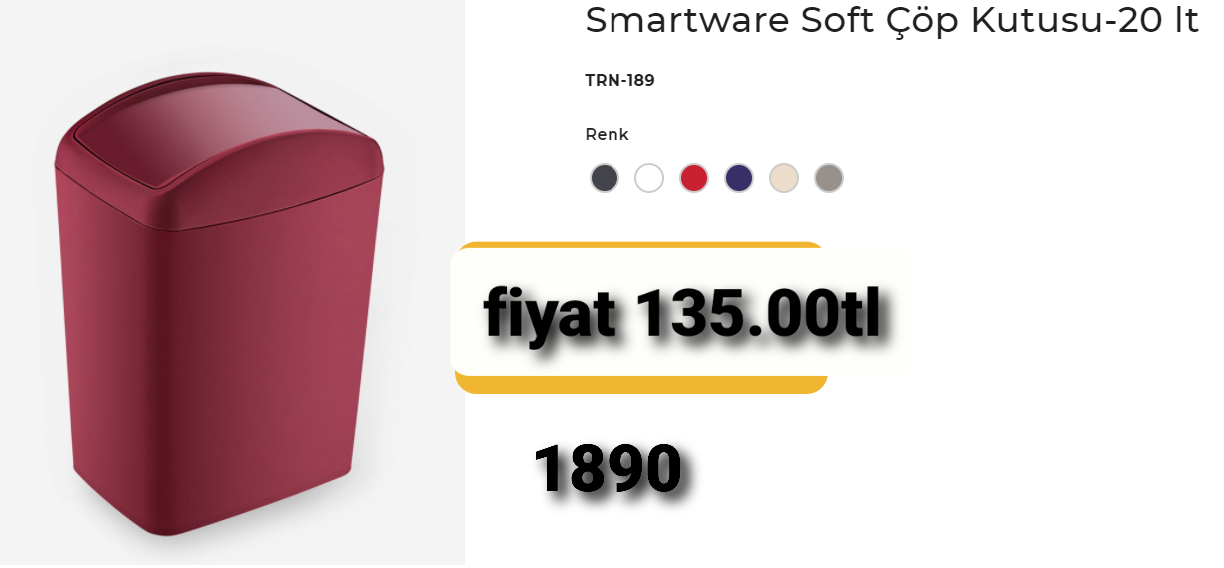 SMARTWARE SOFT ÇÖP KUTUSU 20LT 1890