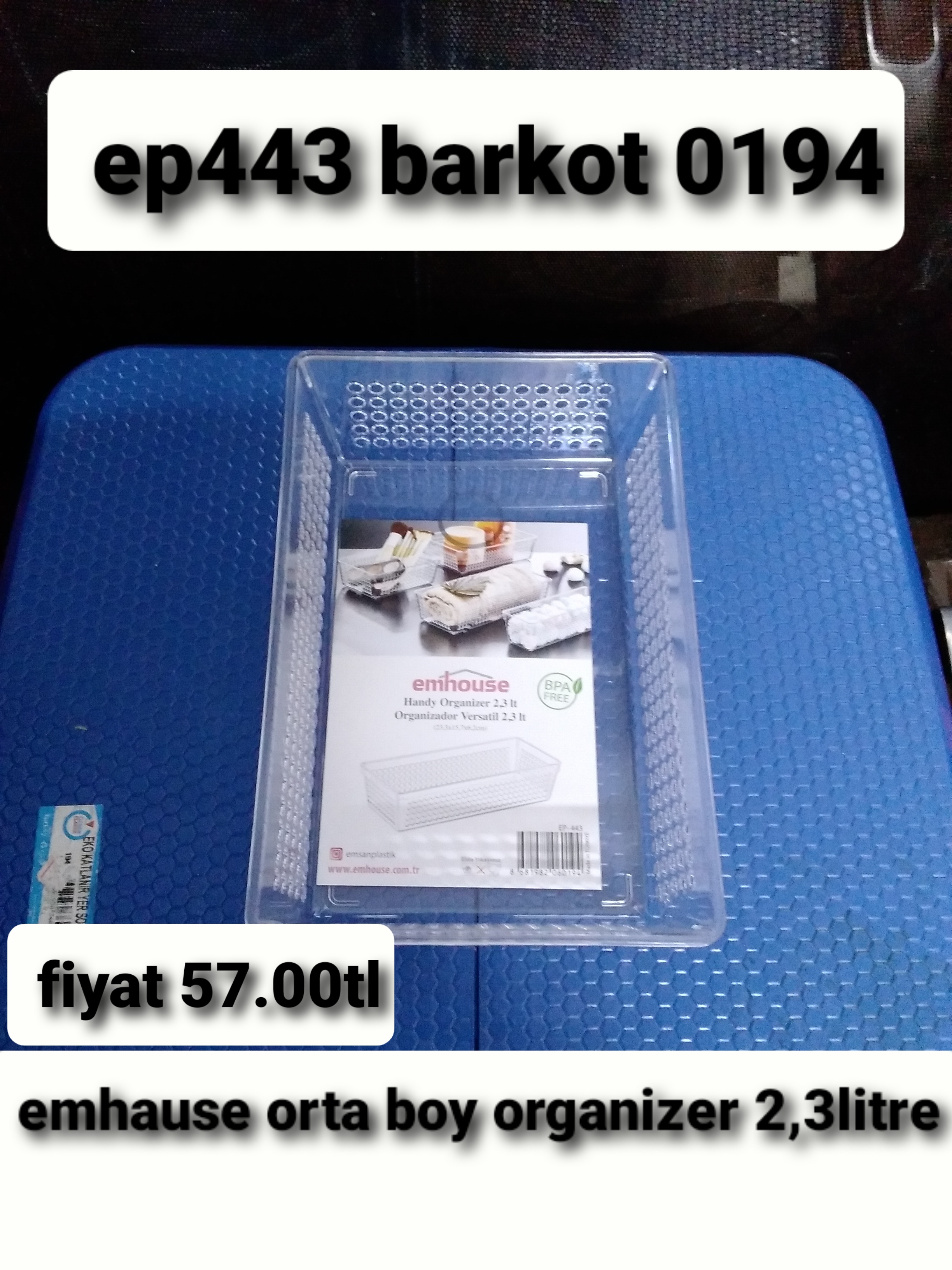 EMHOUSE ORTA BOY ORGANİZER 2,3 LİTRE 0194