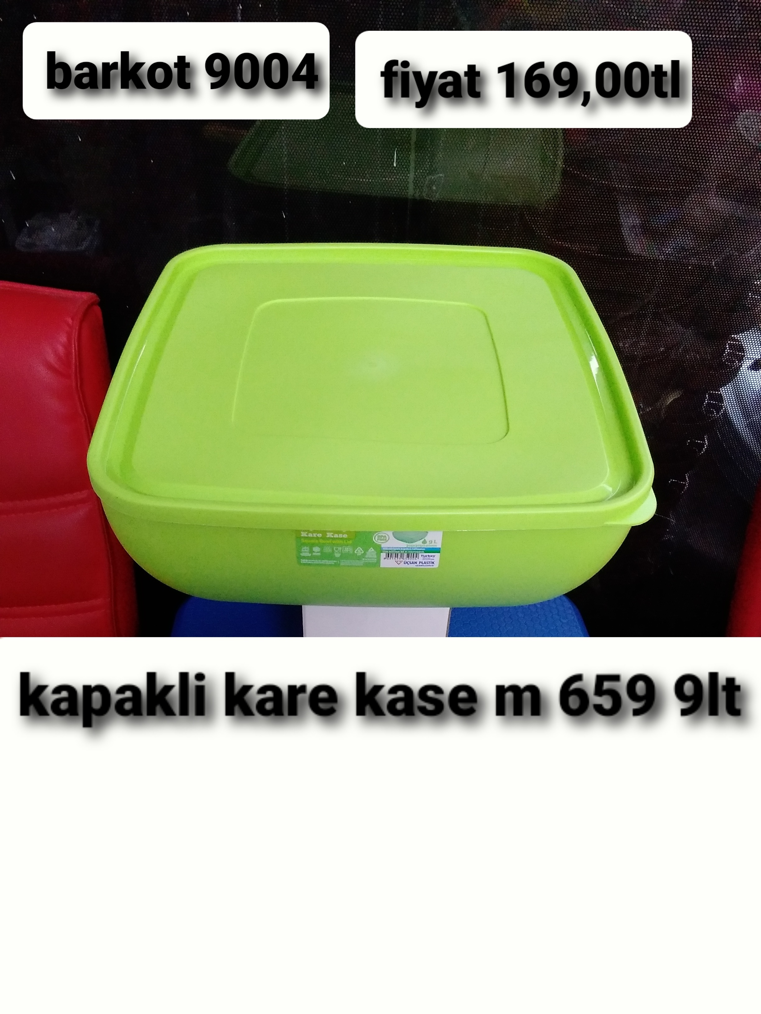 KAPAKLI KARE KASE 9LT 9004