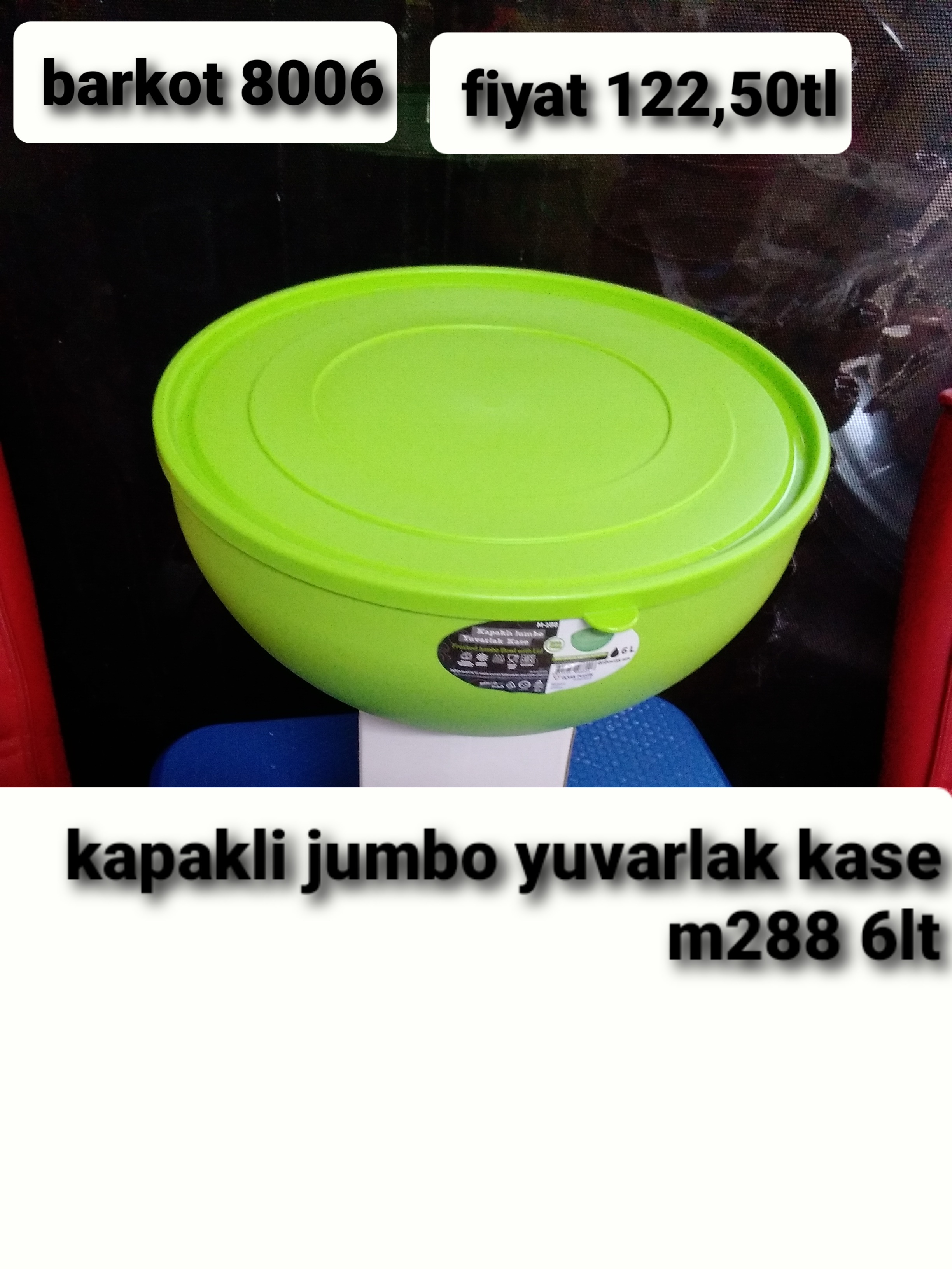 KAPAKLI JUMBO YUVARLAK KASE 6LT 8006
