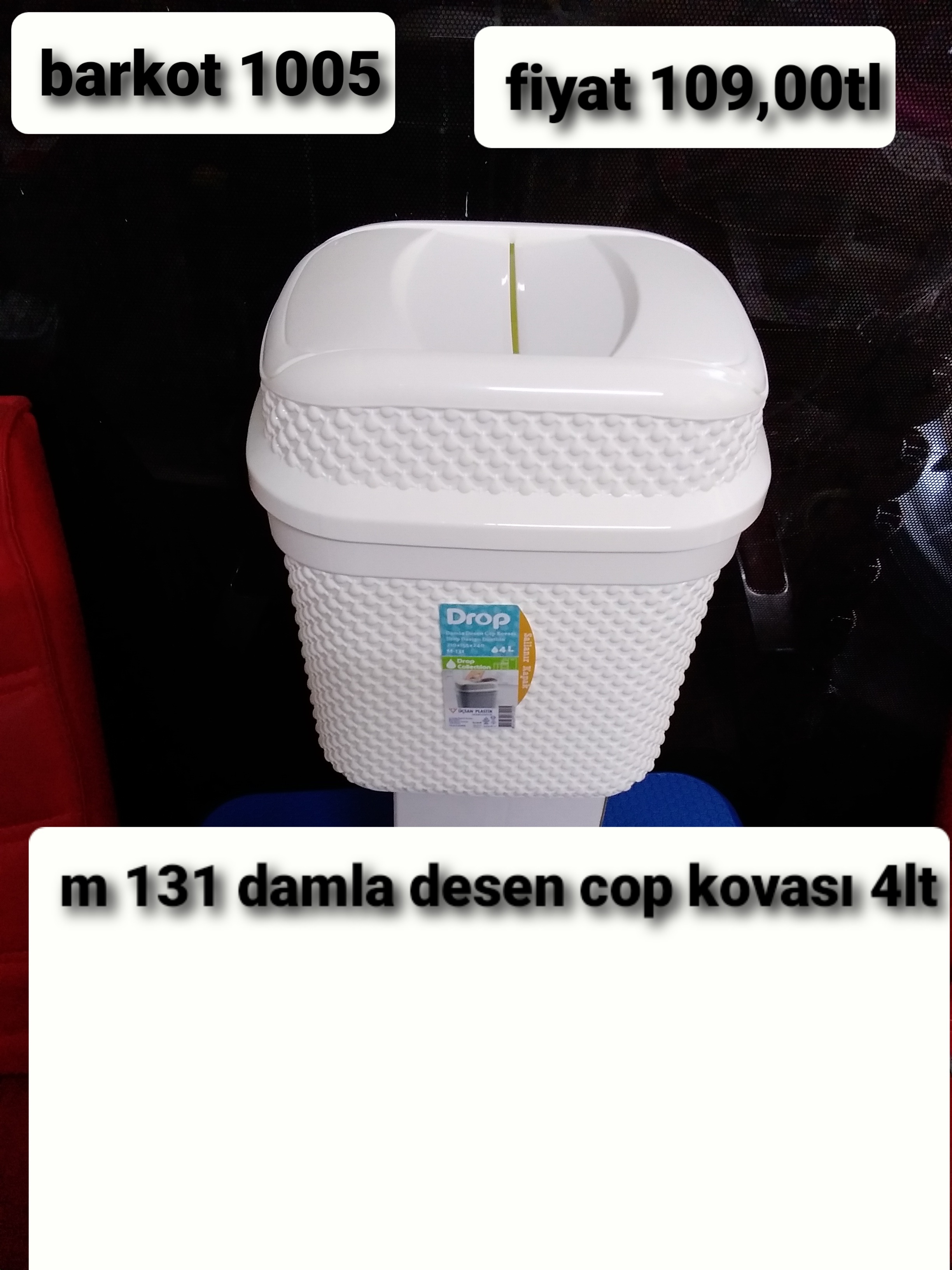 DAMLA DESEN ÇÖP KOVASI 4LT 1005