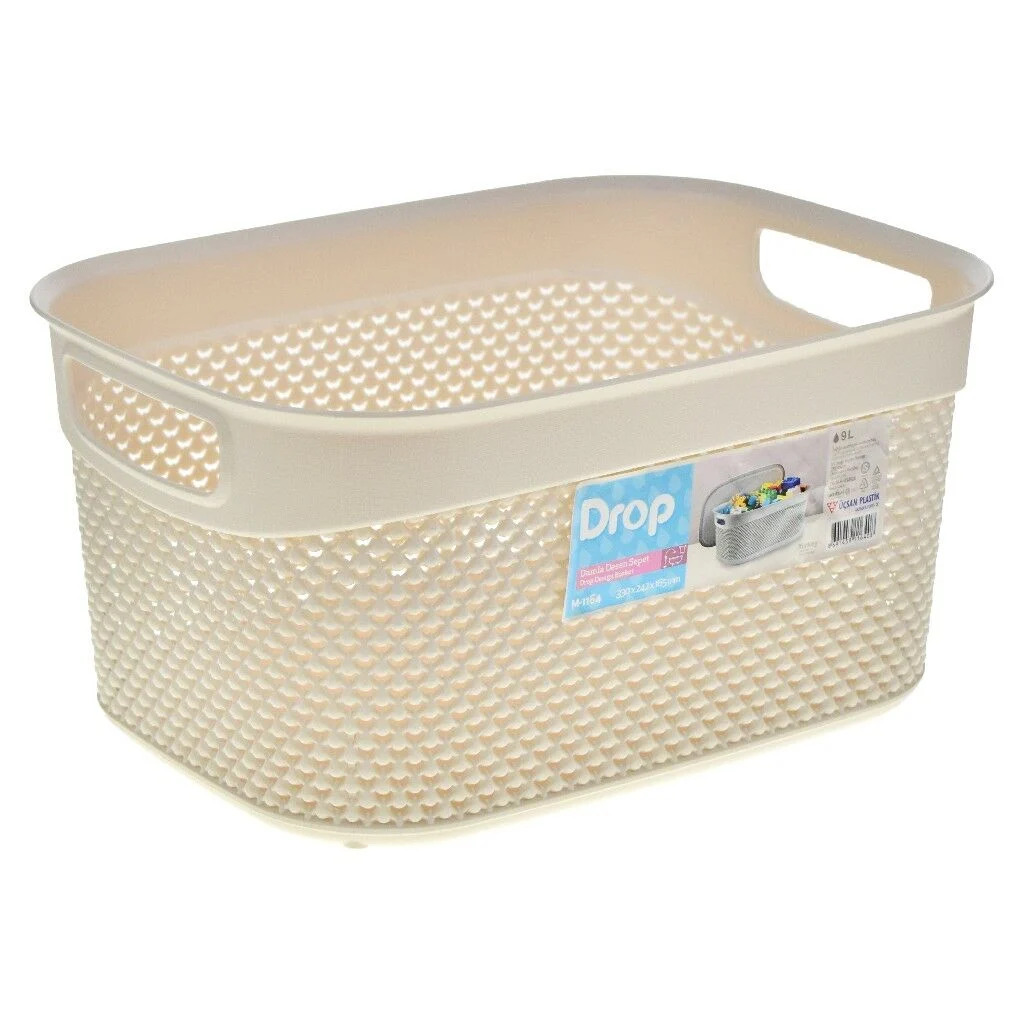 M-1164 ÜÇSAN DAMLA DESEN KAPAKLI SEPET 9LT