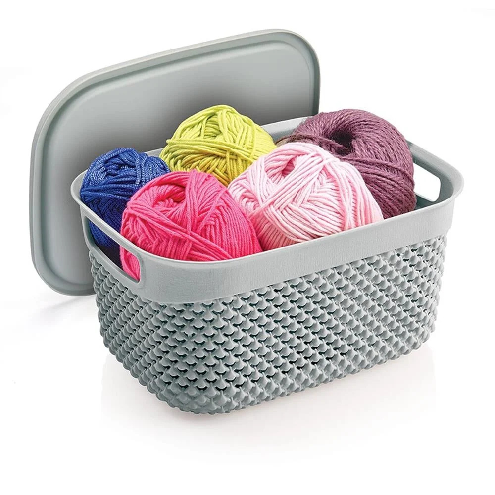 M-1162 ÜÇSAN DAMLA DESEN KAPAKLI SEPET 3,3LT